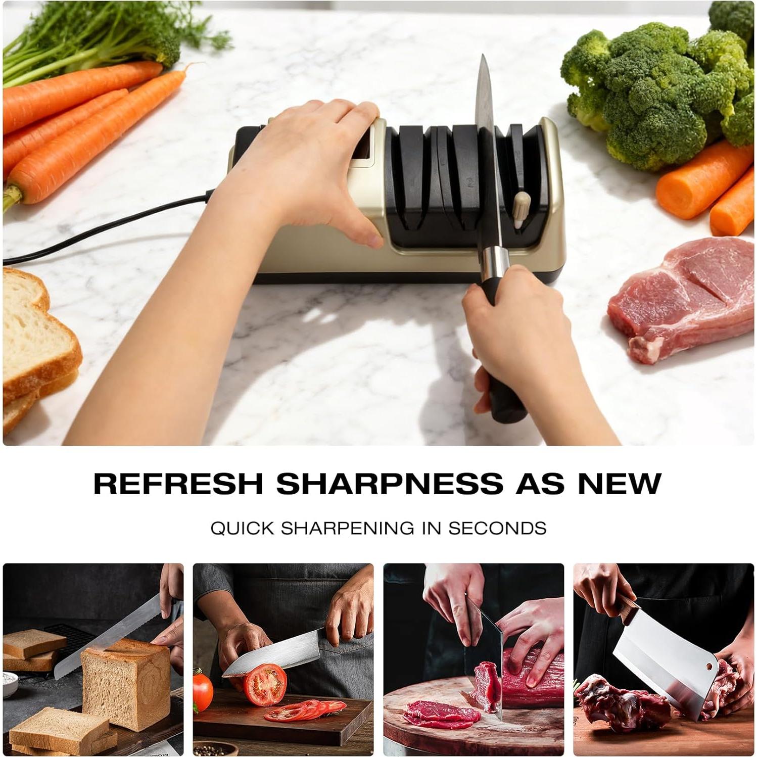 Afilador de Cuchillos Eléctrico 5 en 1 Ceelpeopar Rubio Claro