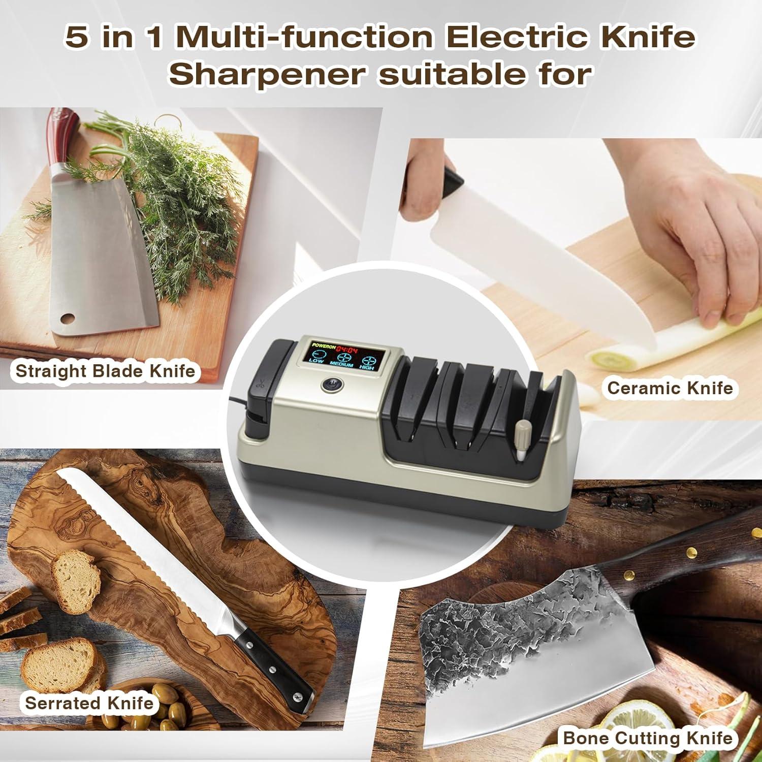 Afilador de Cuchillos Eléctrico 5 en 1 Ceelpeopar Rubio Claro