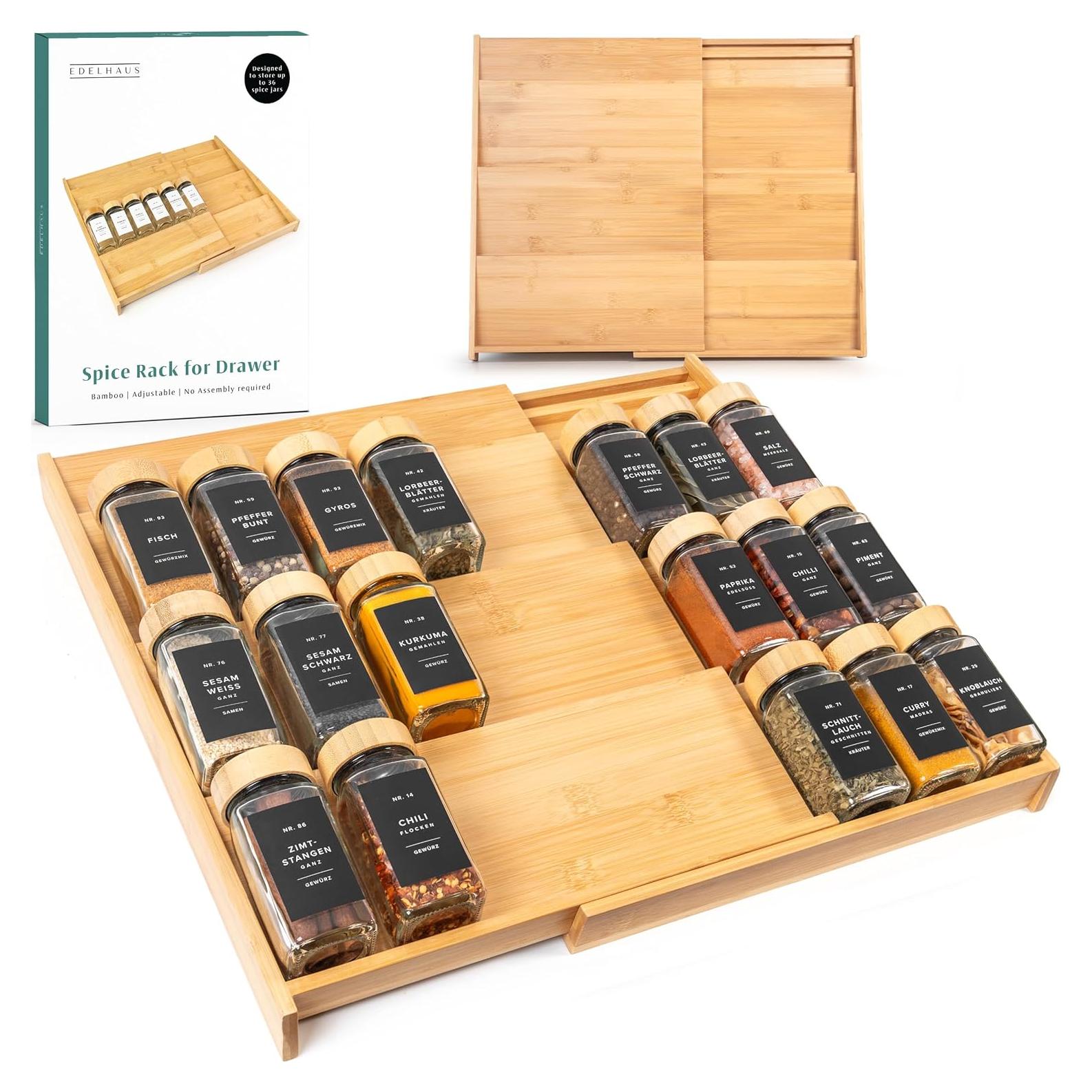 Organizador de Cajón de Especias EDELHAUS de Bambú 4 Niveles