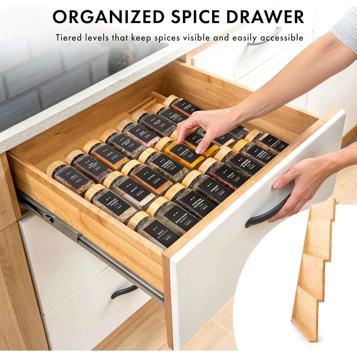 Organizador de Cajón de Especias EDELHAUS de Bambú 4 Niveles