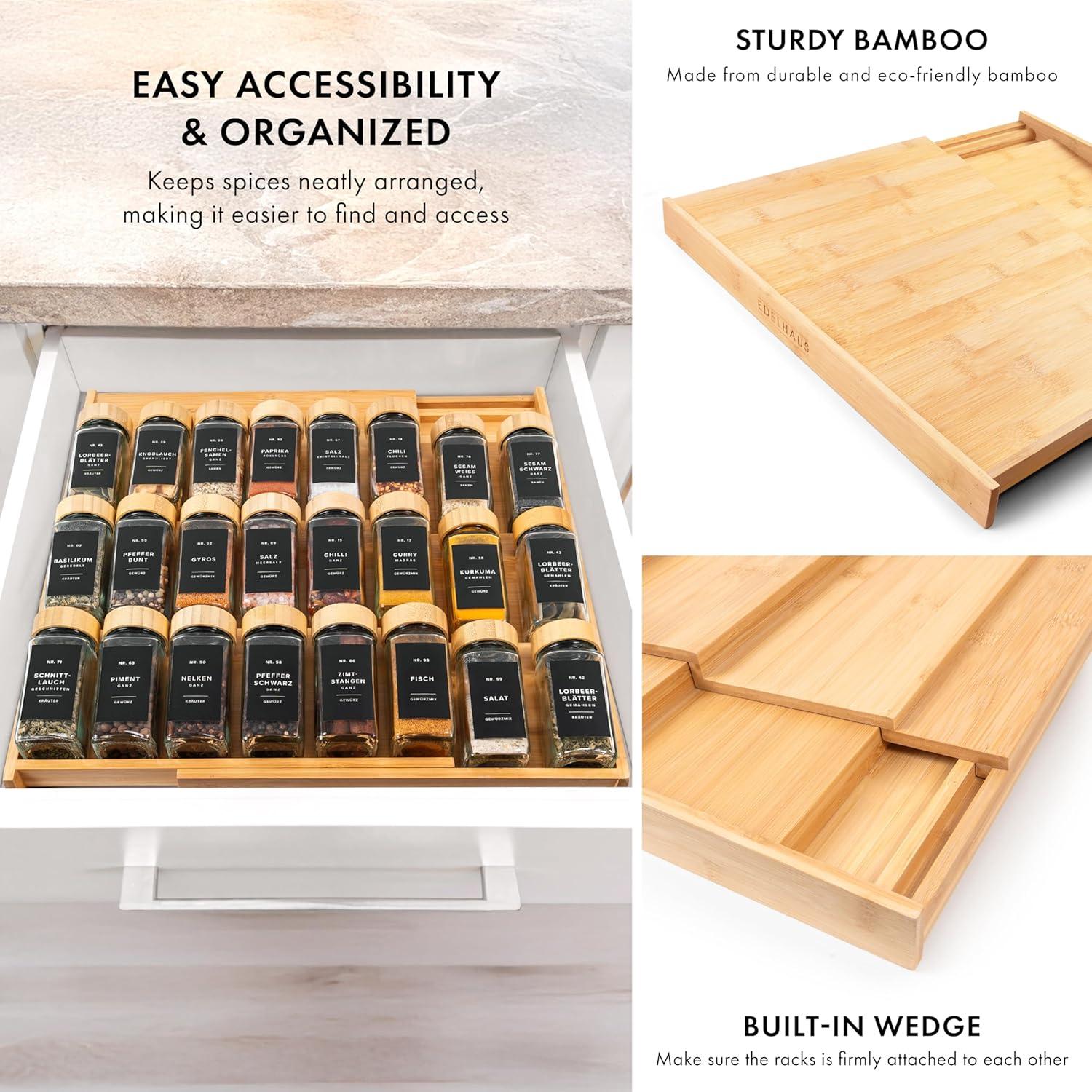 Organizador de Cajón de Especias EDELHAUS de Bambú 4 Niveles