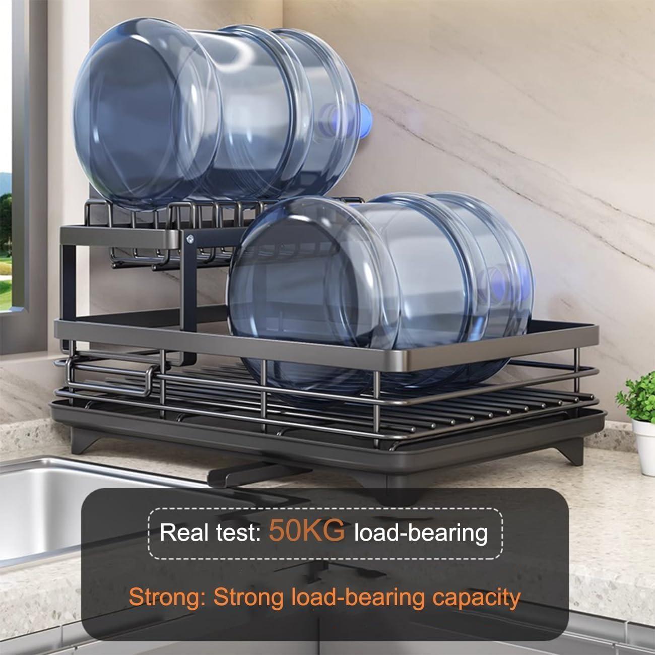 Escurridor de Platos de 2 Niveles BCWW - Negro, Drenaje Eficiente