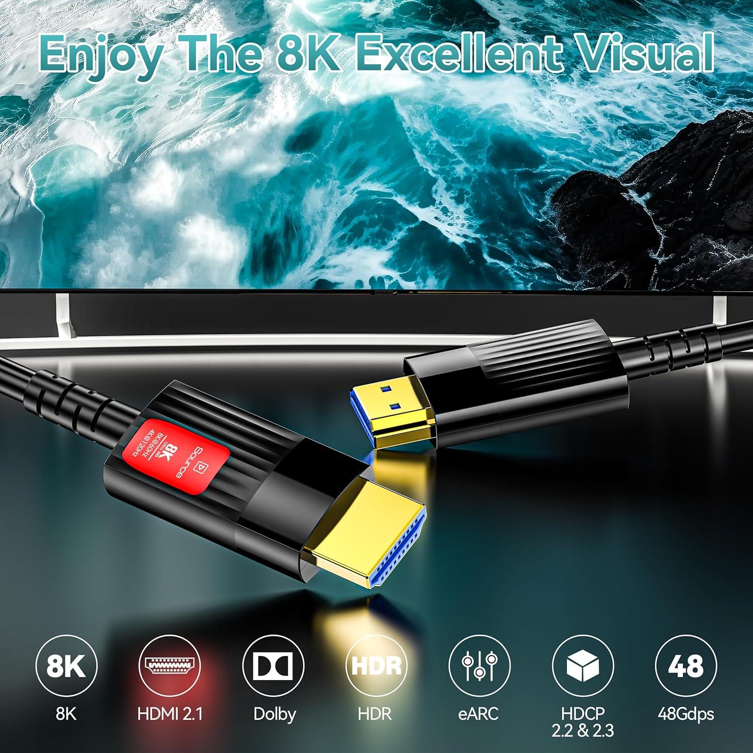 Cable HDMI de fibra óptica Anehmeta 6M 8K 48Gbps