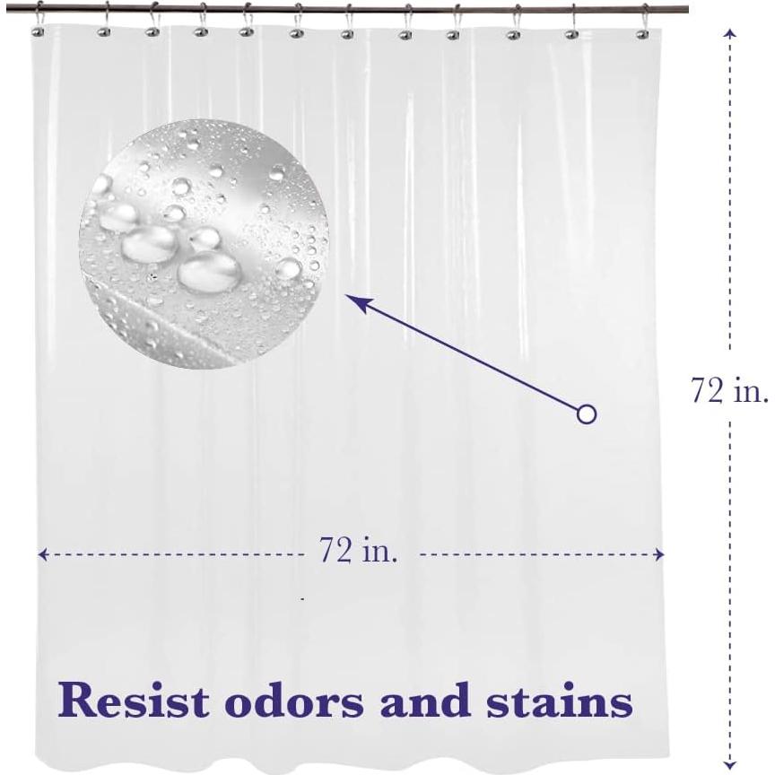 Cortina de Ducha Epica de Vinilo Transparente 1.83m x 1.83m