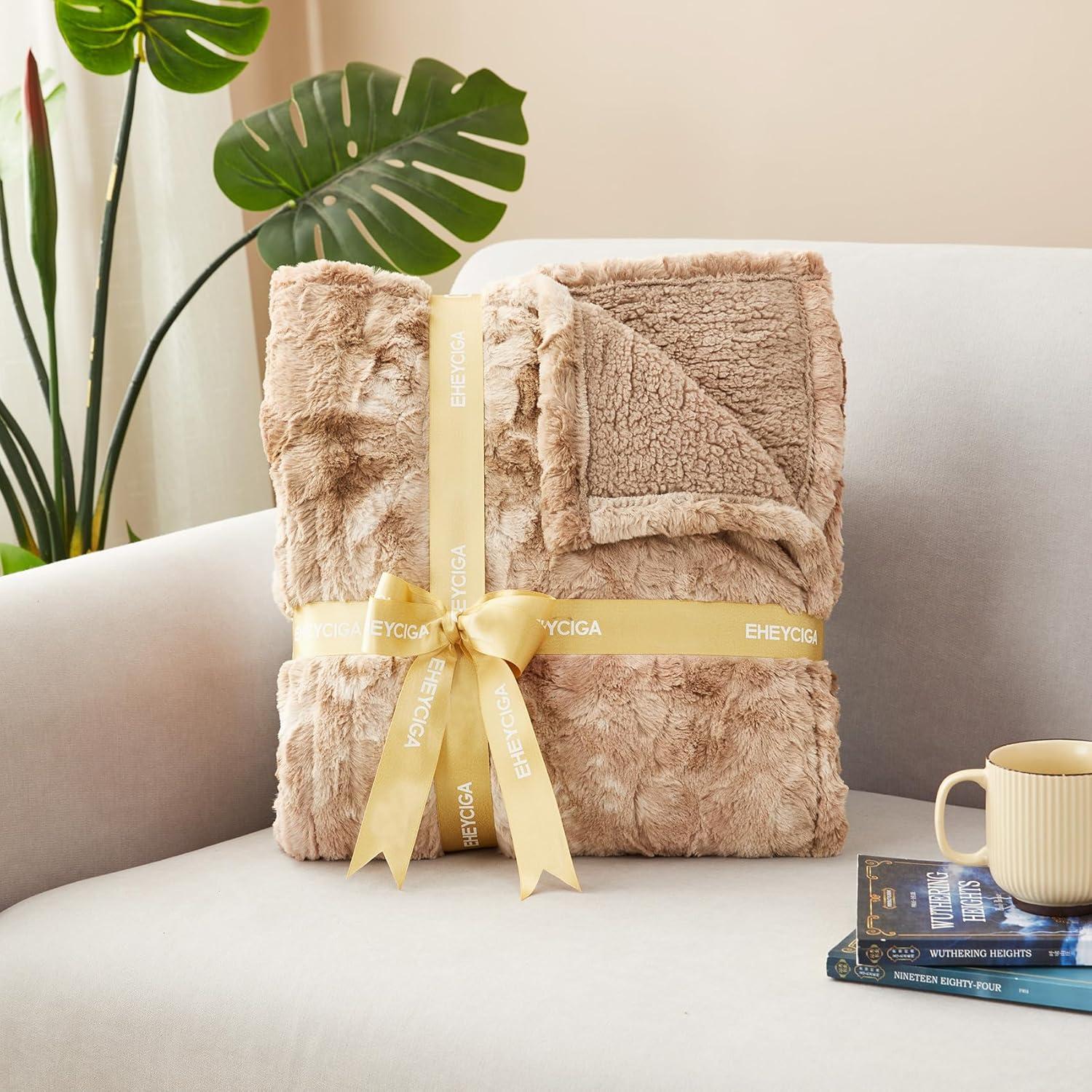 Manta Eléctrica EHEYCIGA 127x152 cm Piel Sintética Camello