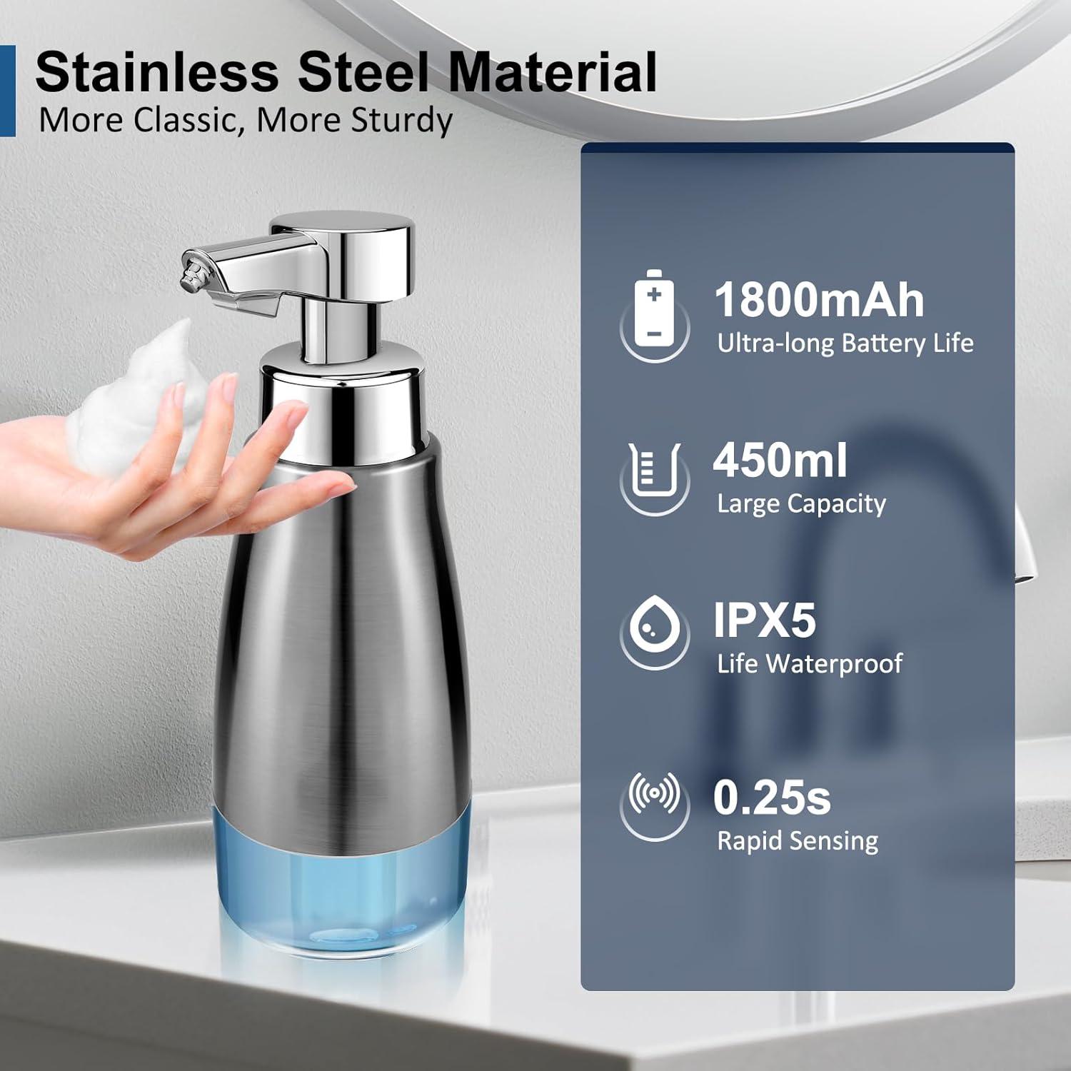 Dispensador Automático de Jabón Espumoso Blancel 450ml Acero Inoxidable