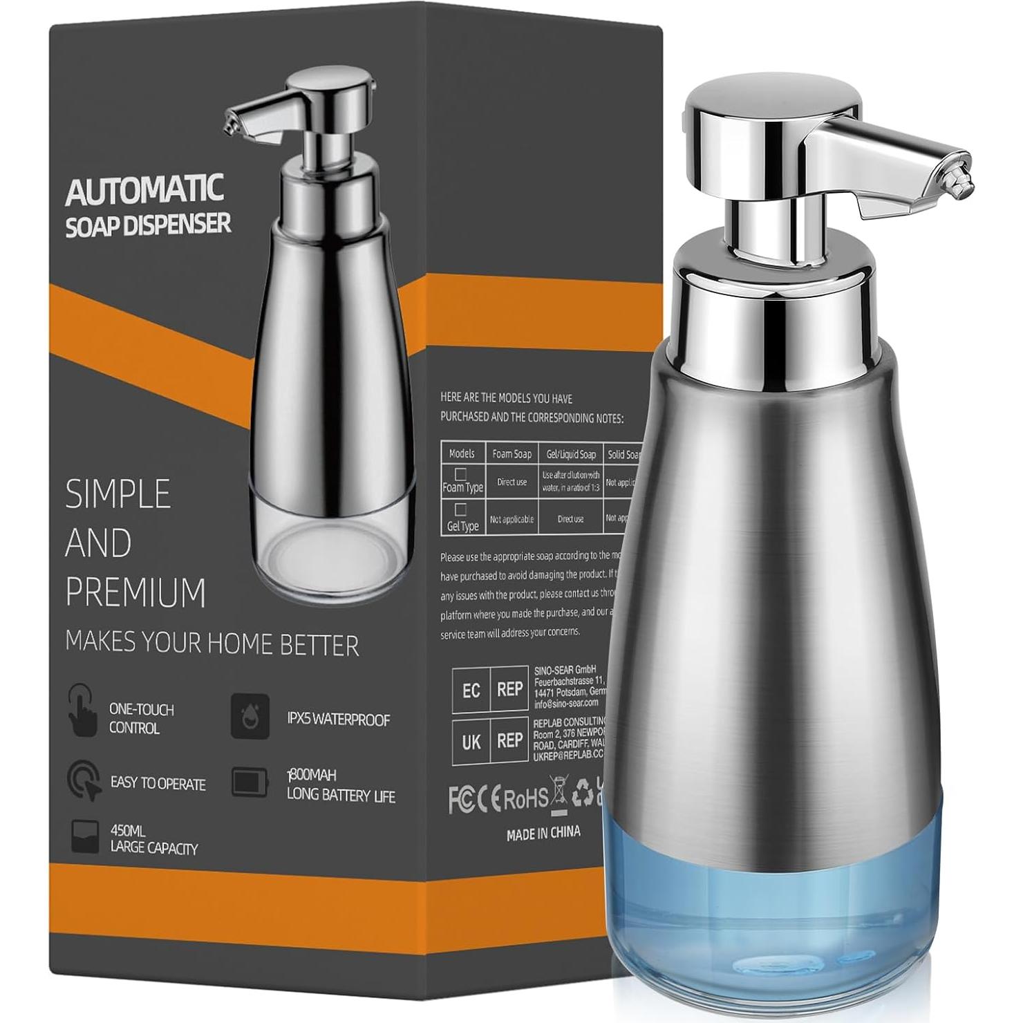 Dispensador Automático de Jabón Espumoso Blancel 450ml Acero Inoxidable