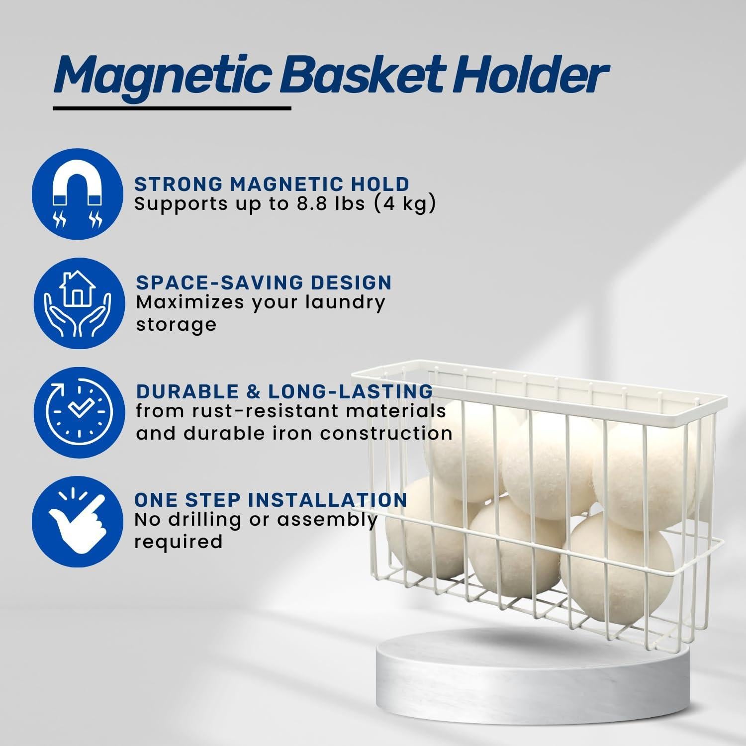 Pelotas de Secadora de Lana ENUKYCOM 6 Pcs + Soporte Magnético