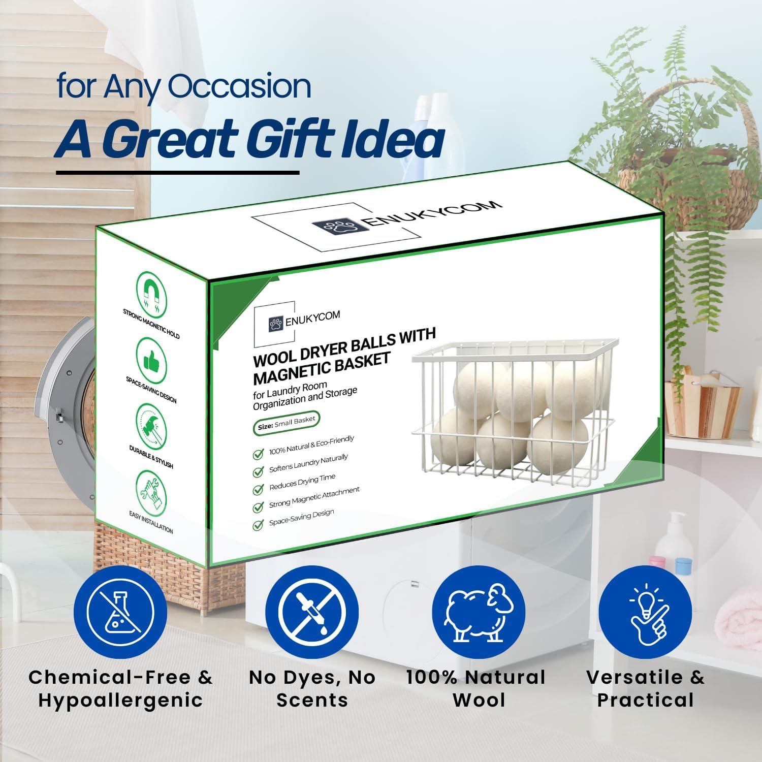 Pelotas de Secadora de Lana ENUKYCOM 6 Pcs + Soporte Magnético