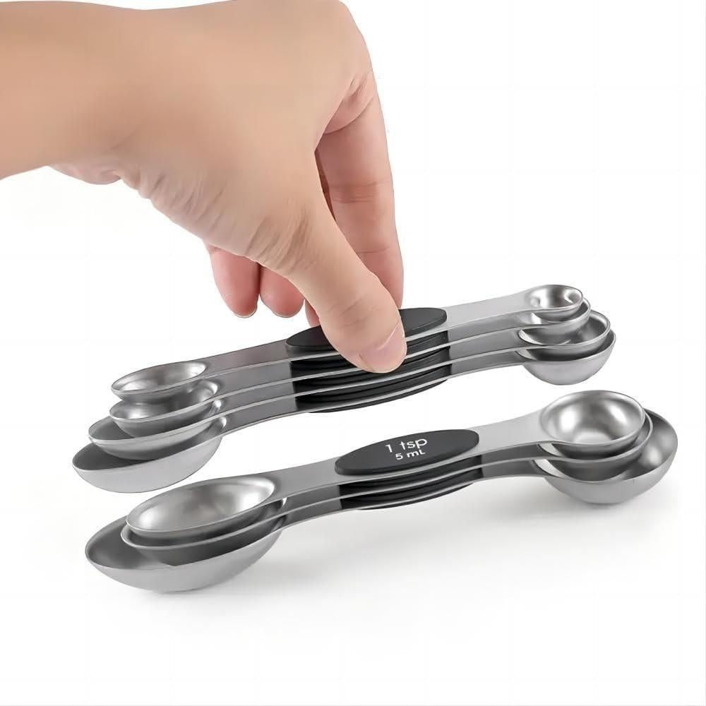 Juego de 8 Cucharas Medidoras Magnéticas Acero Inoxidable