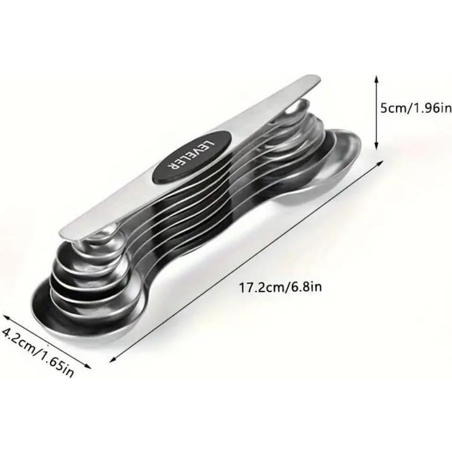 Juego de 8 Cucharas Medidoras Magnéticas Acero Inoxidable