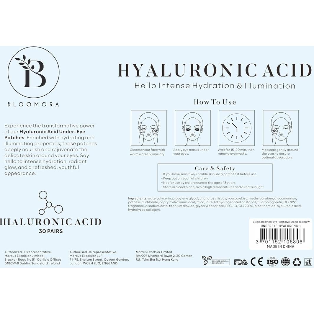 Parche para Ojos Hialurónico BLOOMORA - 30 Pares