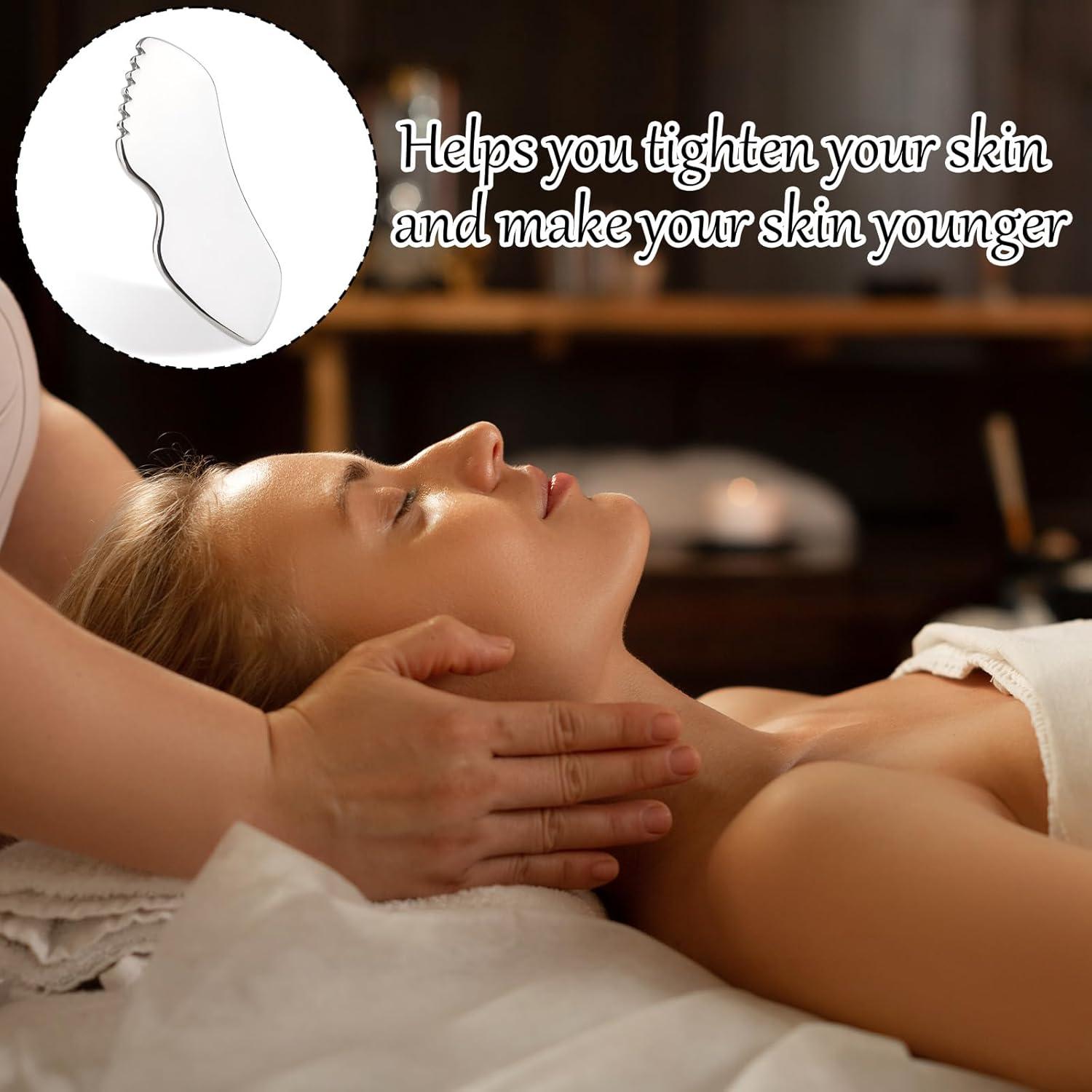 Herramienta Gua Sha Facial Acero Inoxidable Molain 10x4cm