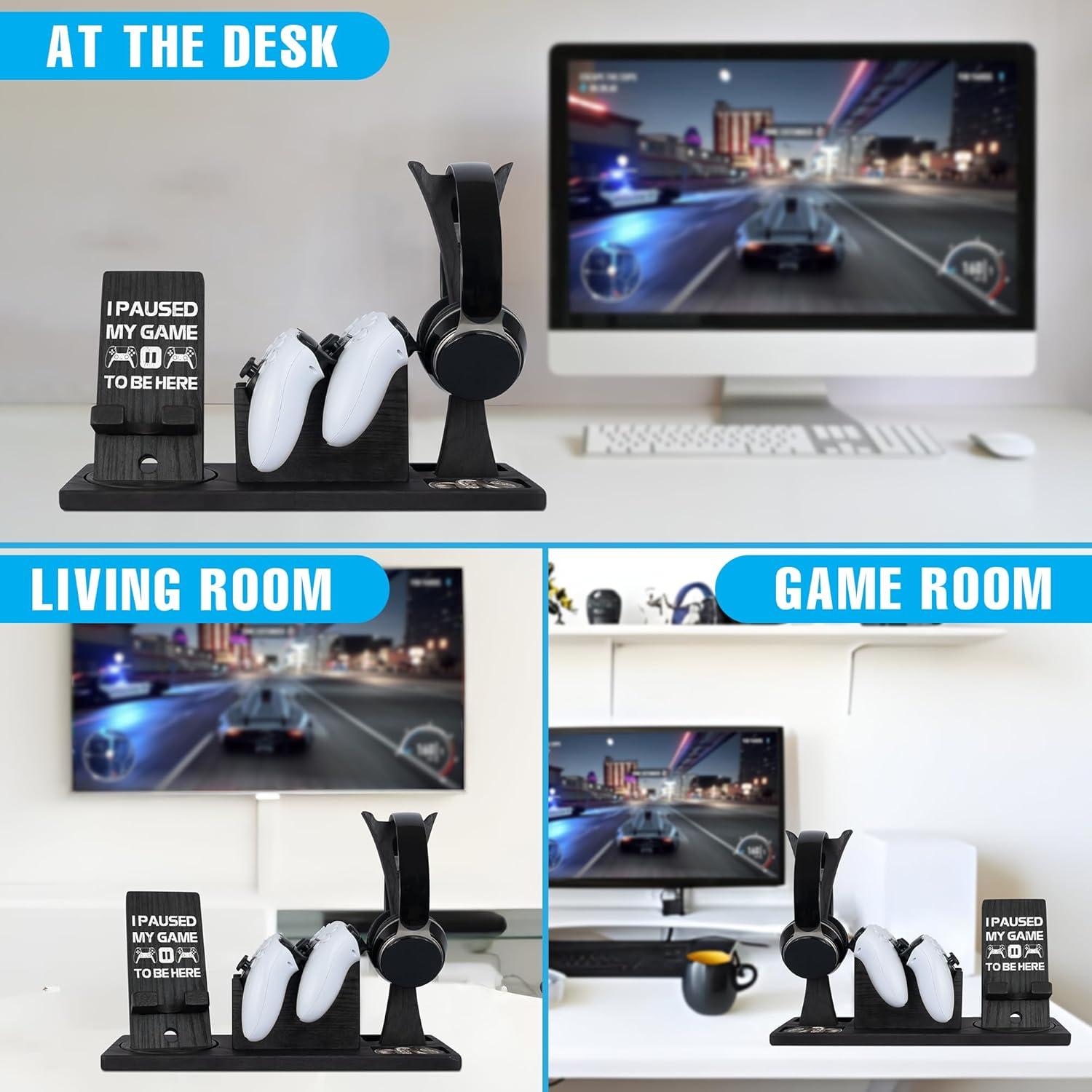 Organizador de Juegos Kaseny con Soporte para Auriculares y Controladores