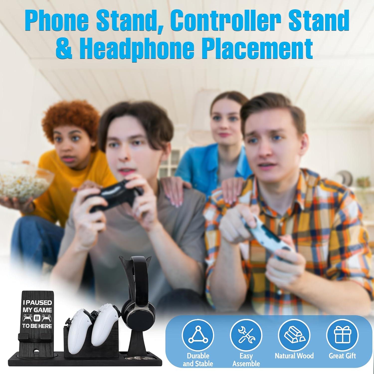 Organizador de Juegos Kaseny con Soporte para Auriculares y Controladores