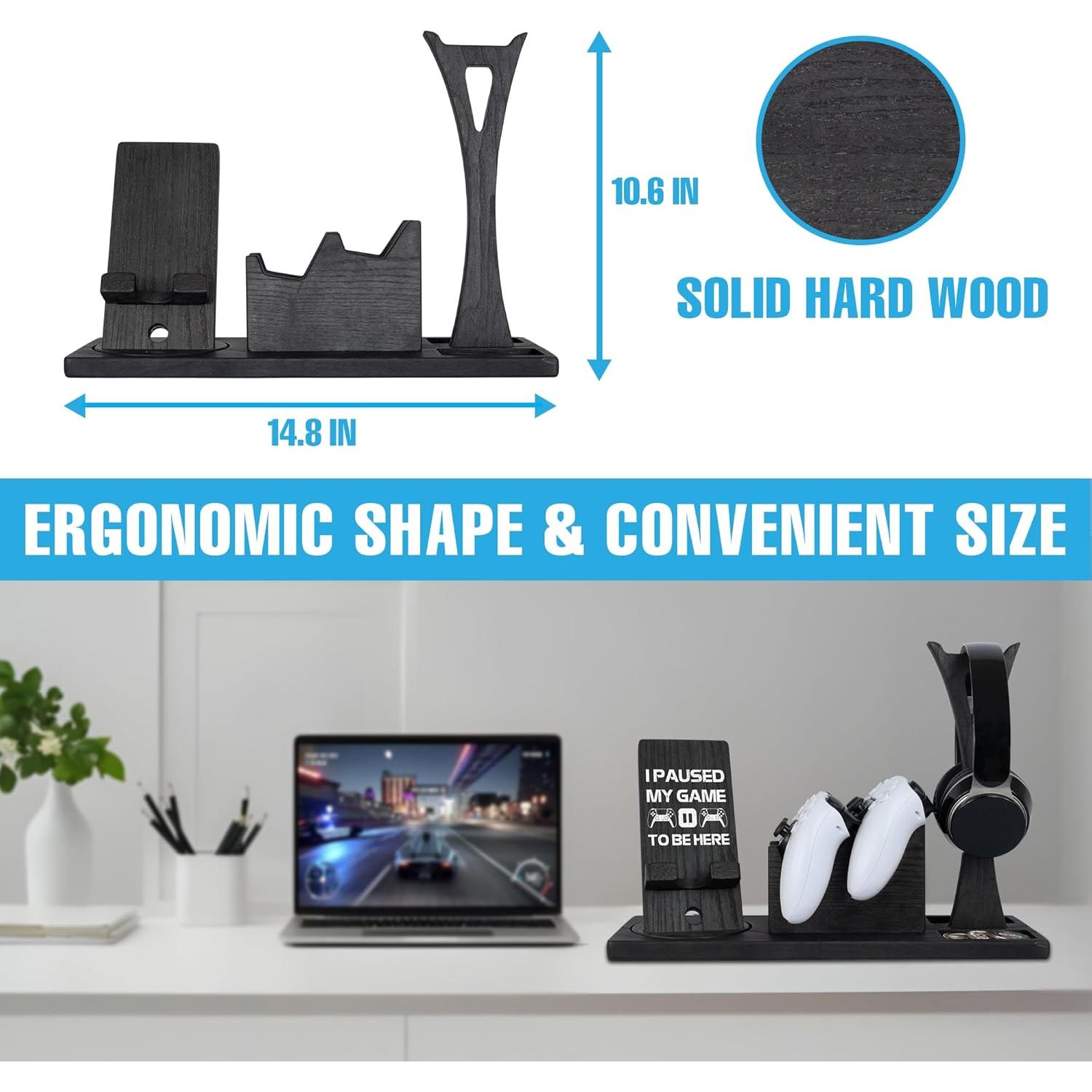 Organizador de Juegos Kaseny con Soporte para Auriculares y Controladores