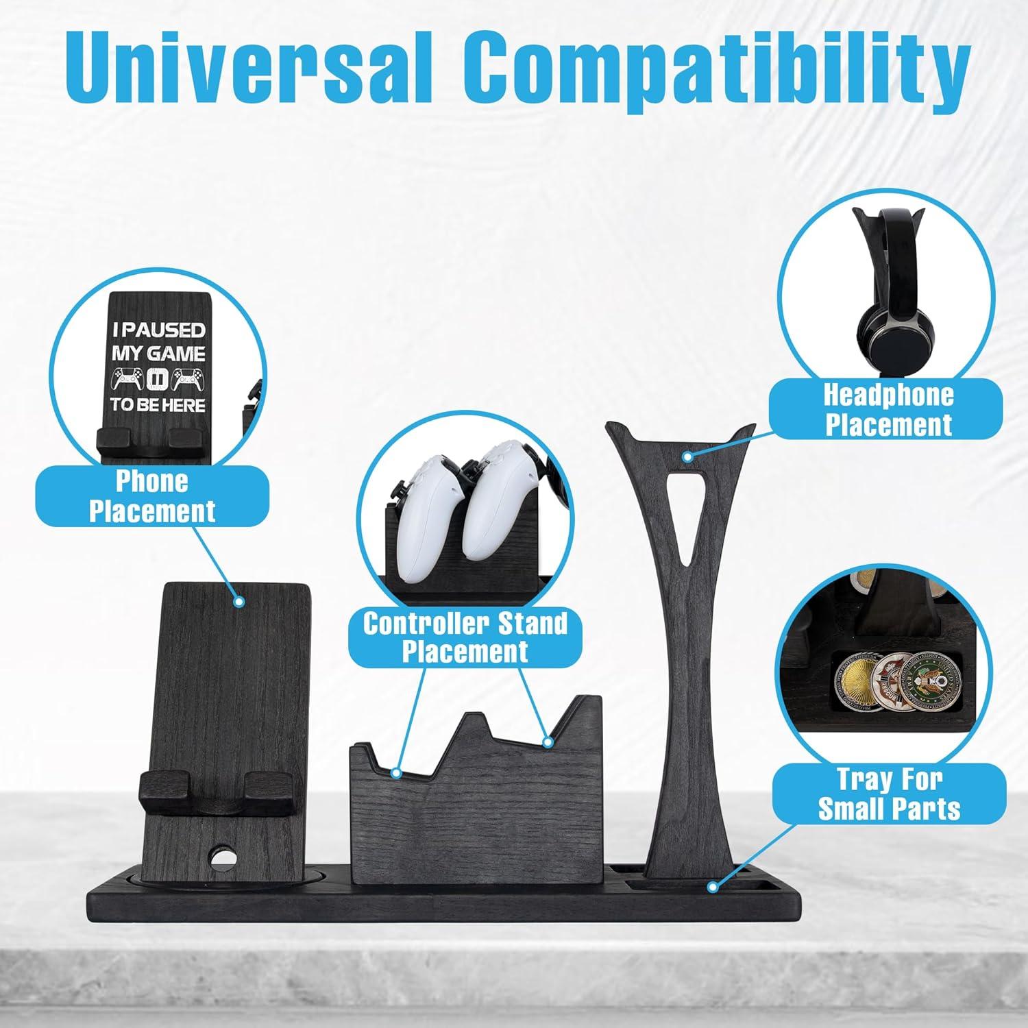 Organizador de Juegos Kaseny con Soporte para Auriculares y Controladores