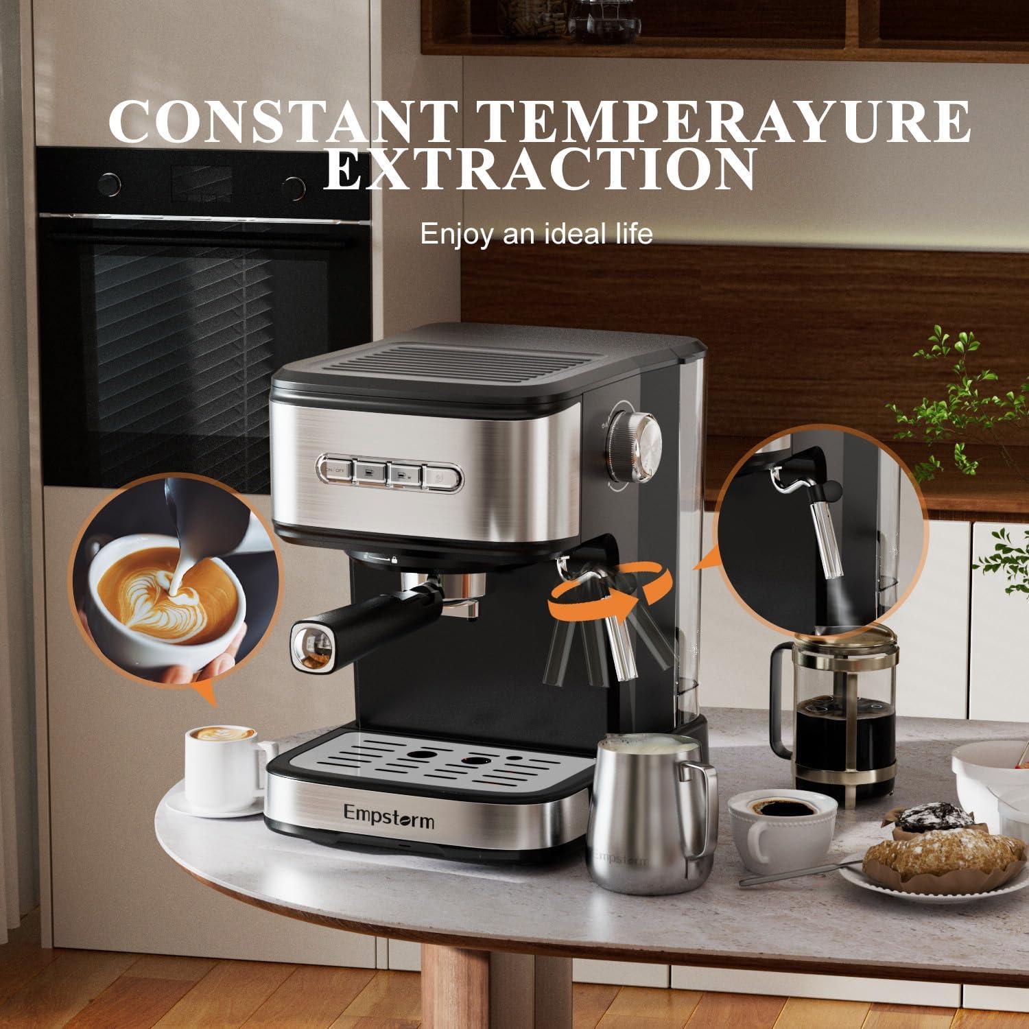 Máquina de Espresso Empstorm CM8501B-N 20 Bar con Vaporizador