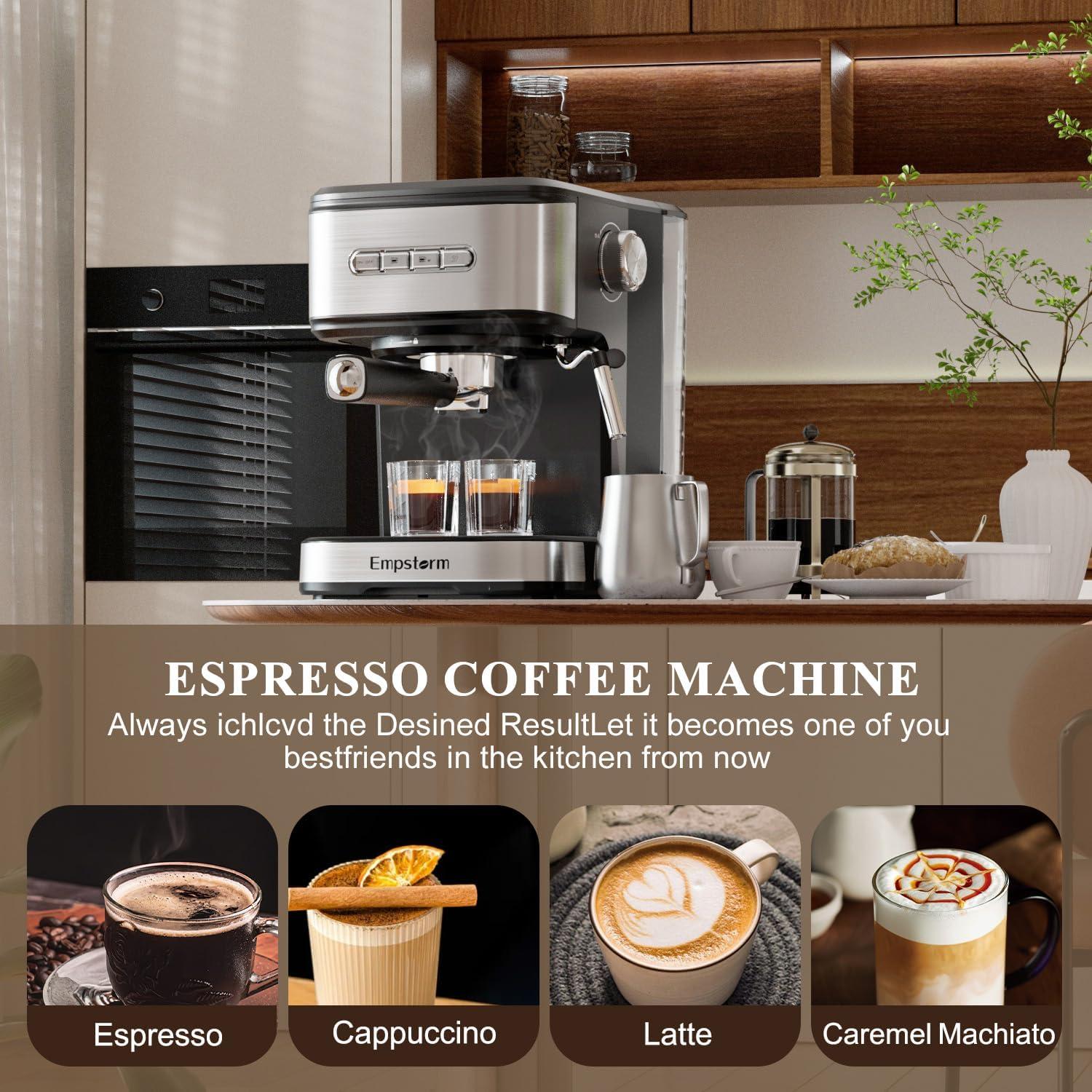 Máquina de Espresso Empstorm CM8501B-N 20 Bar con Vaporizador