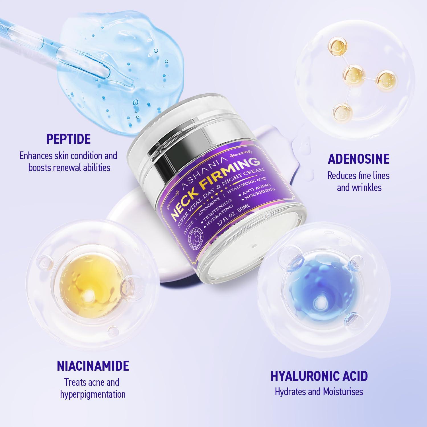 Crema reafirmante para cuello Ashania 50 ml con péptidos