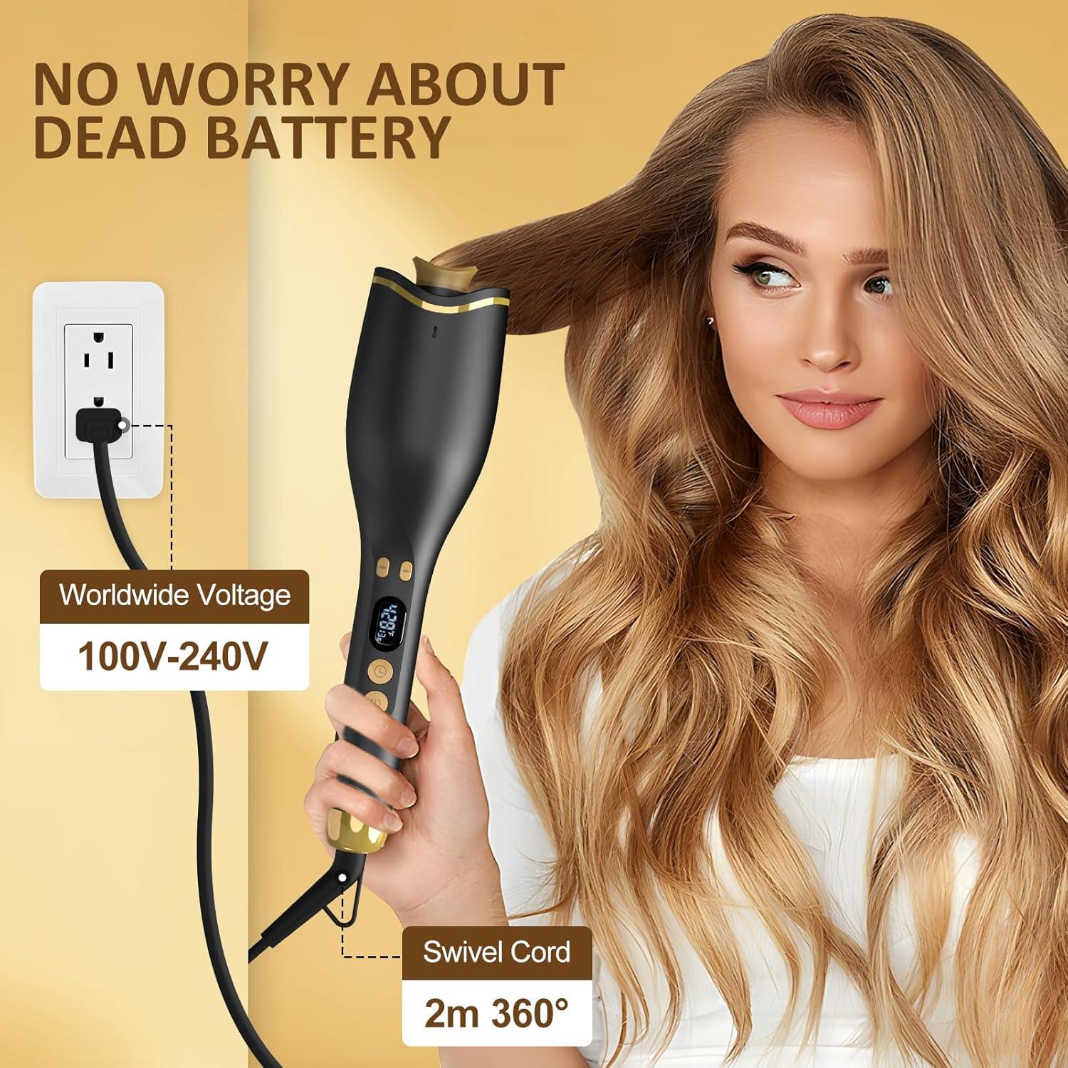 Rizador Automático SAKOTISO 1" Negro 4 Temperaturas LCD