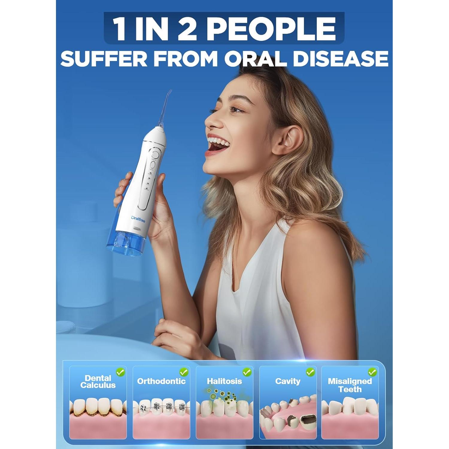 Irrigador Dental Portátil Oralfree F5025 300ML 4 Modos IPX7