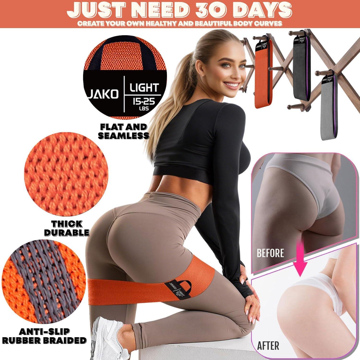 Bandas de Resistencia JAKO Antideslizantes para Ejercicio - 3 Niveles