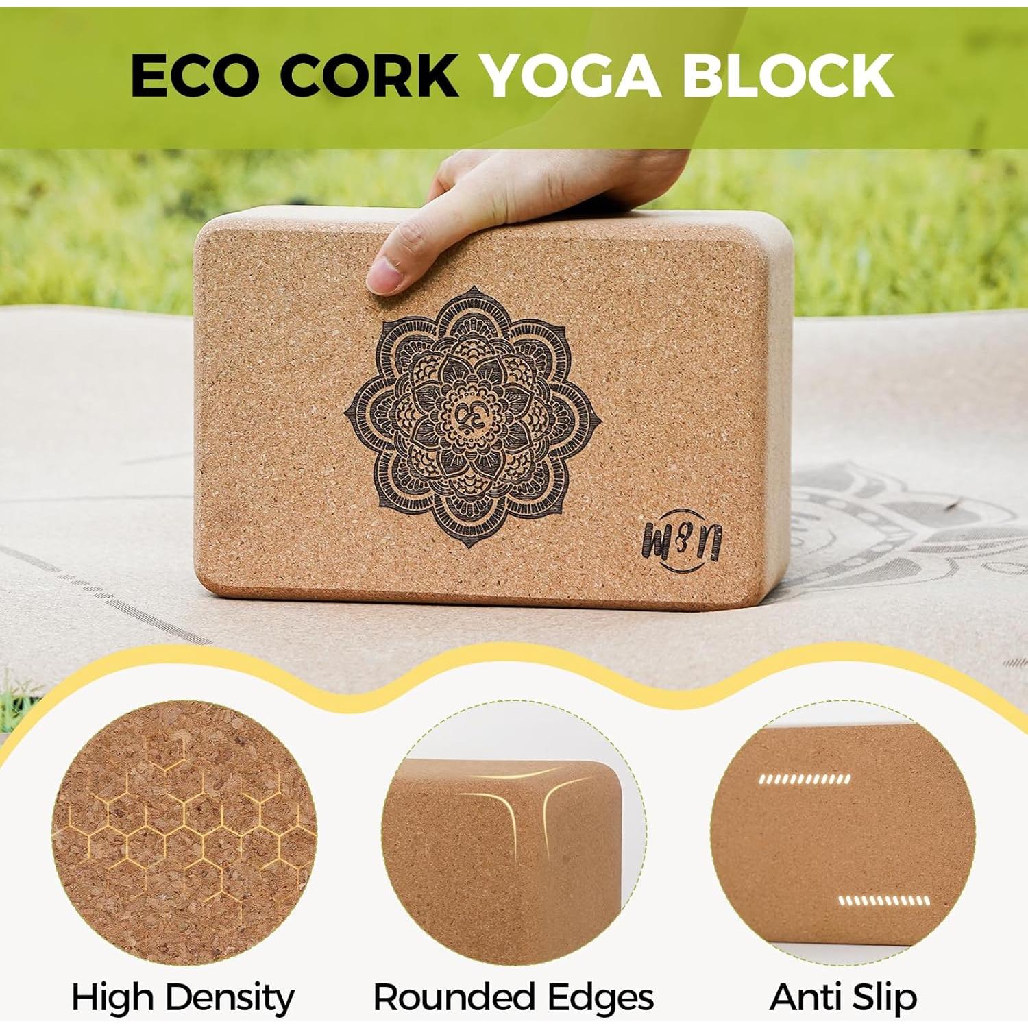 Bloques de Yoga de Corcho U&M Set de 2 Antideslizantes 22.86x15.24x10.16cm