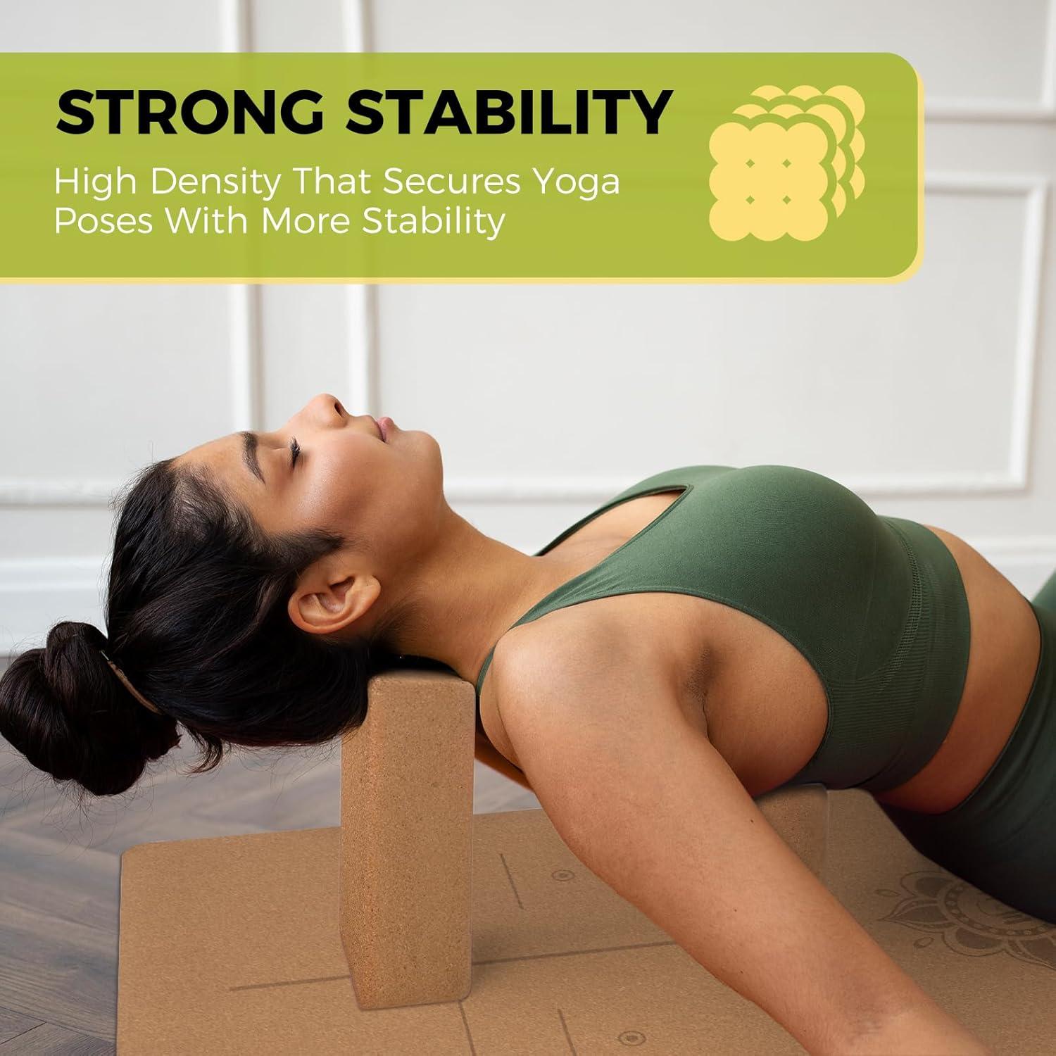 Bloques de Yoga de Corcho U&M Set de 2 Antideslizantes 22.86x15.24x10.16cm