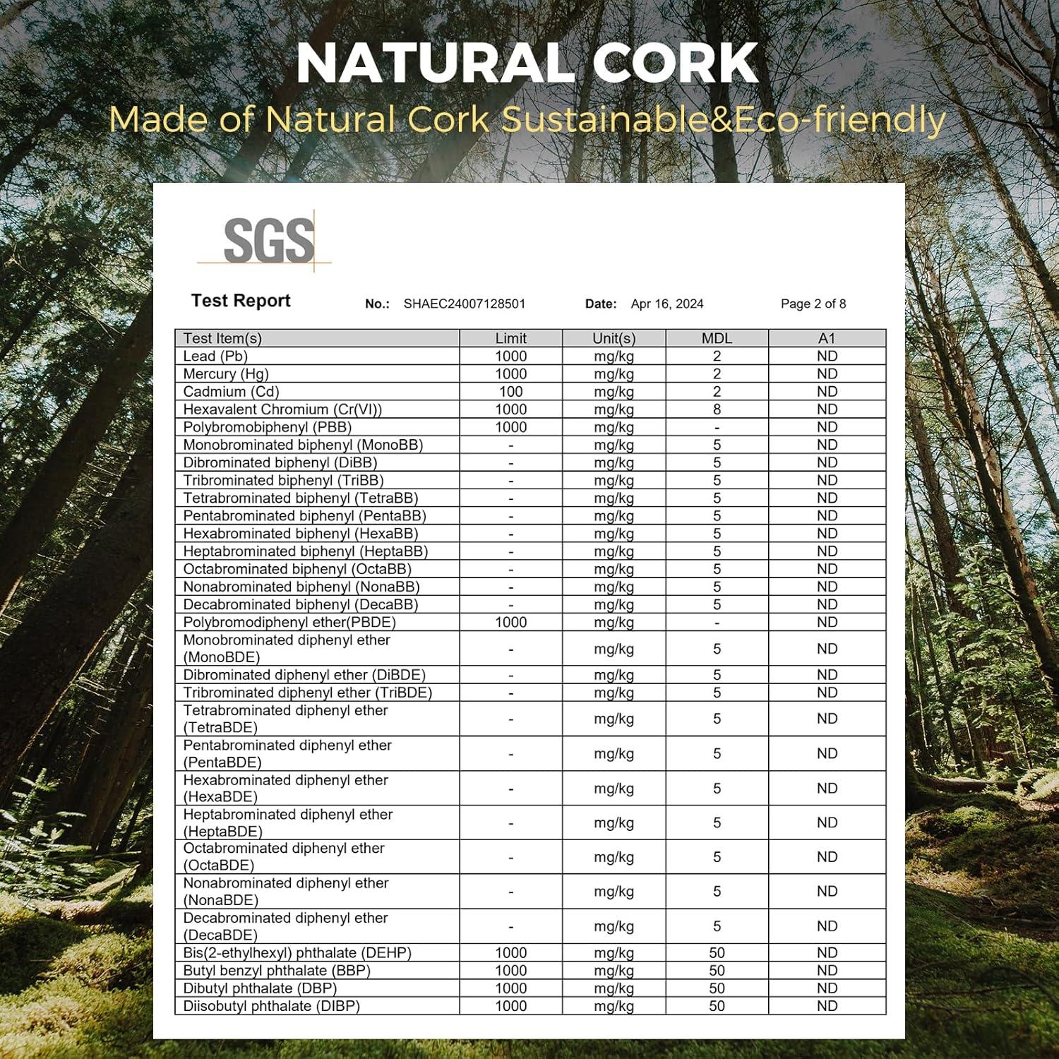 Bloques de Yoga de Corcho U&M Set de 2 Antideslizantes 22.86x15.24x10.16cm