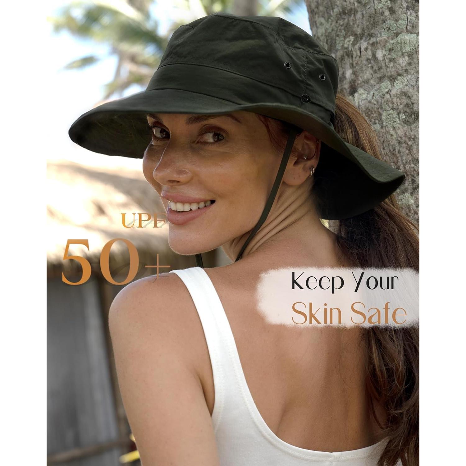 Sombrero de Sol FURTALK para Mujeres UPF 50+ Verde Ejército