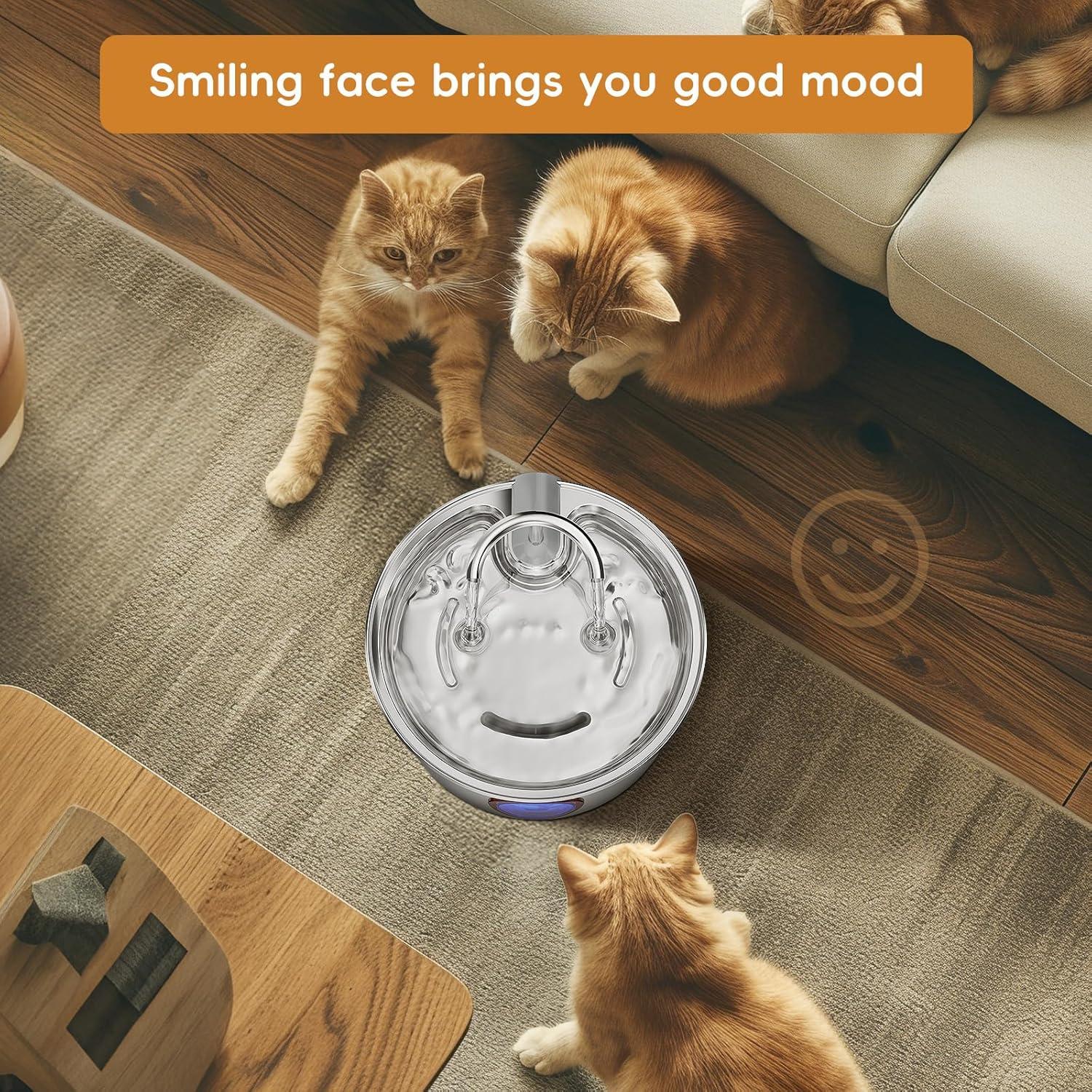 Fuente de Agua para Gatos Tomxcute Acero Inoxidable 3.2L