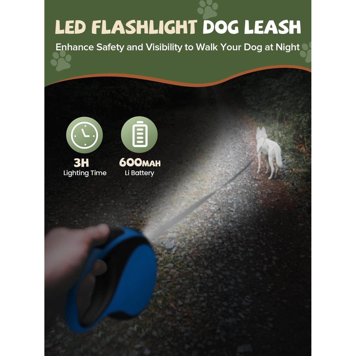 Correa de Perro Retráctil Douexio 5m con Luz LED para 30kg