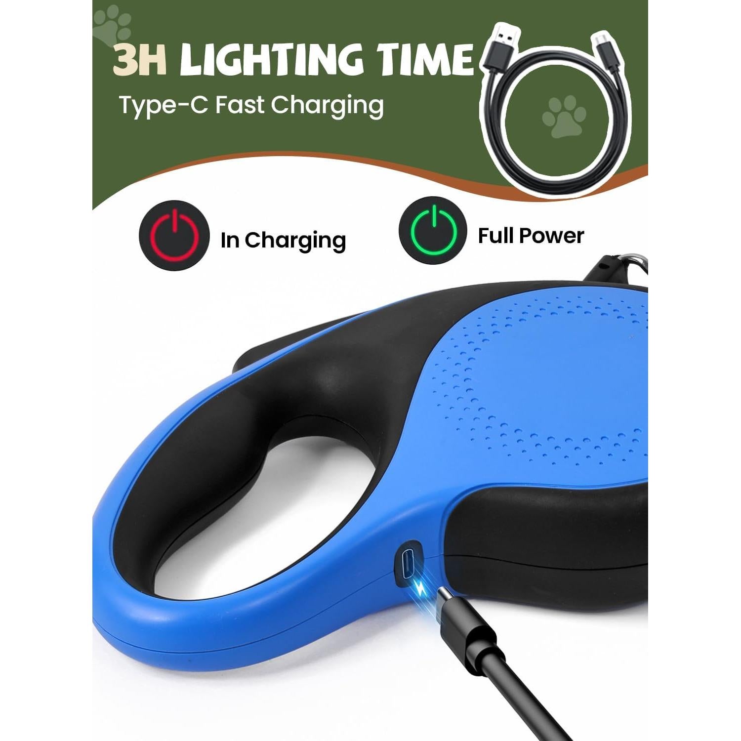 Correa de Perro Retráctil Douexio 5m con Luz LED para 30kg