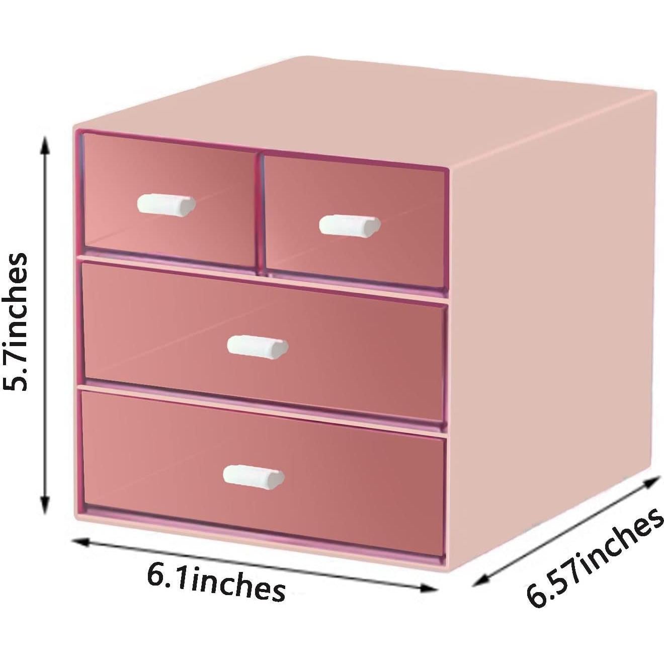 Organizador de Escritorio Zyners Rosa con 4 Cajones Acrílicos