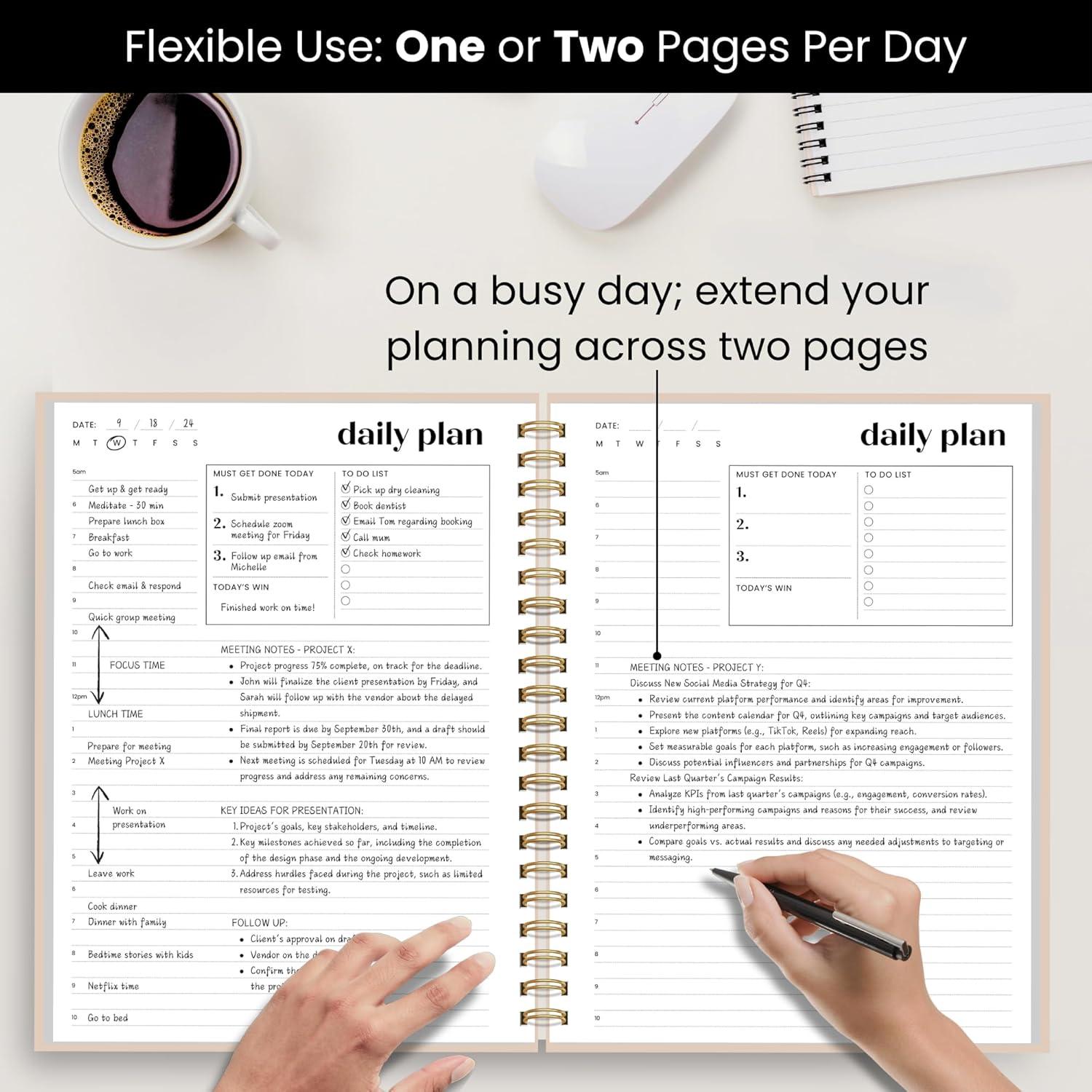 Planificador Diario Grande Jayren Beige 21.6x27.9 cm 2025-2026