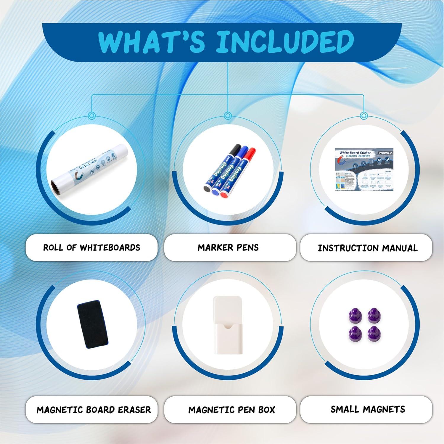 Papel Contacto de Pizarra Blanca Magnética YOUNGJQ 2 Pcs 99x46 cm