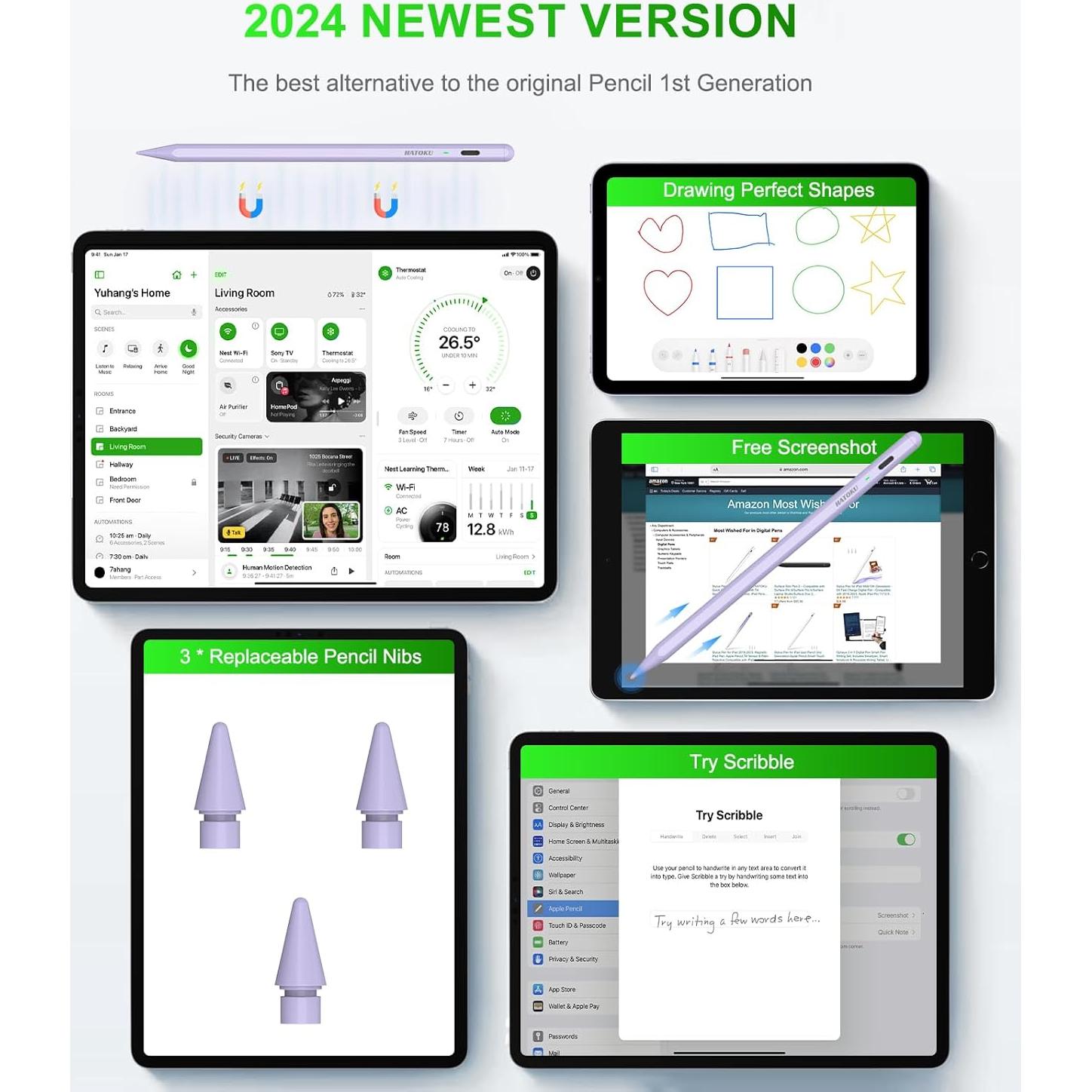 Lápiz Stylus Hatoku para iPad 2018-2025 Carga Rápida
