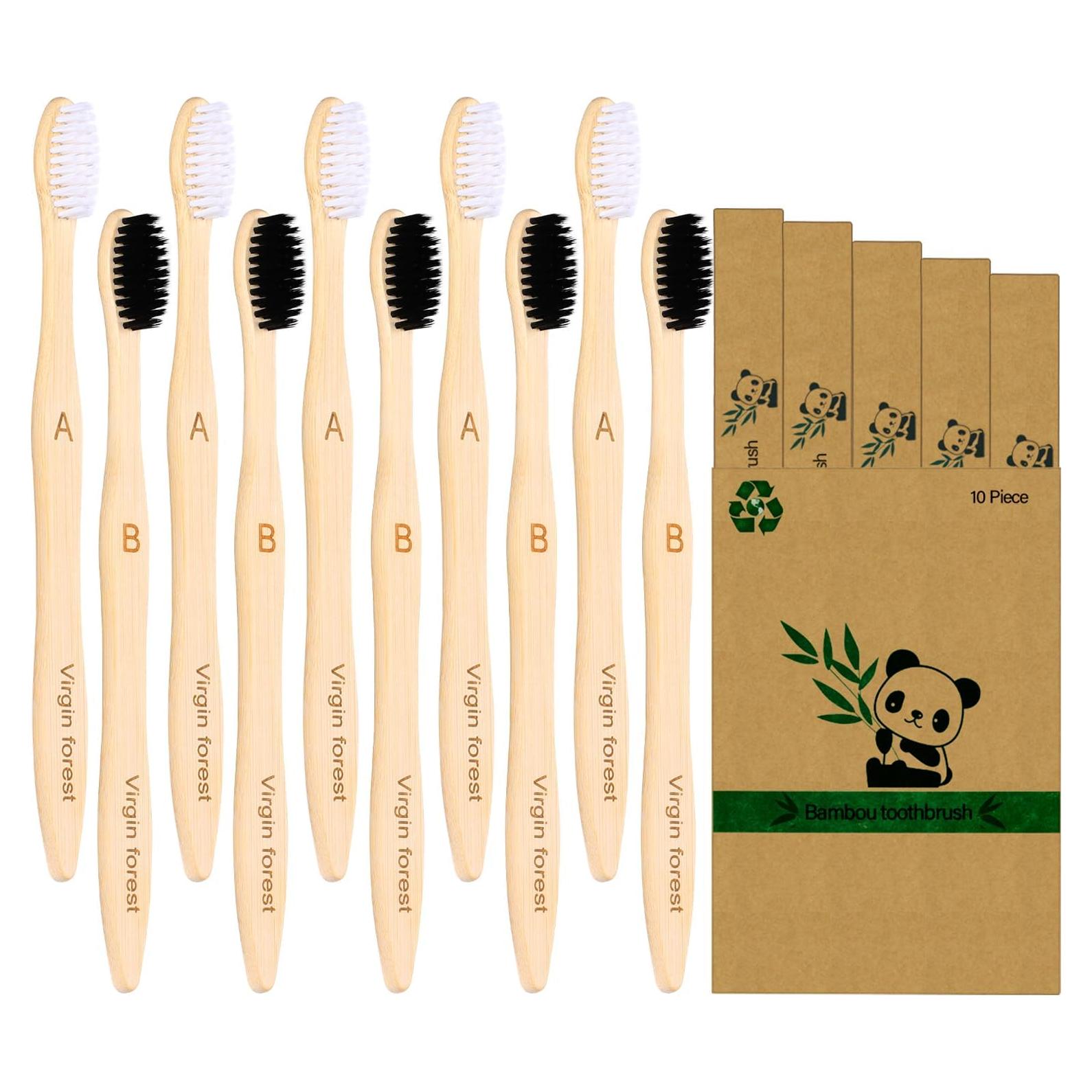 Set de 10 Cepillos de Dientes de Bambú Eco Amigables - Bosque Virgen