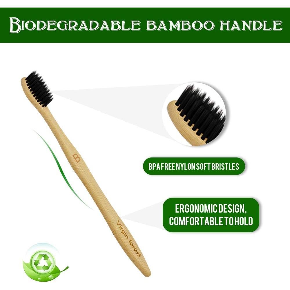 Set de 10 Cepillos de Dientes de Bambú Eco Amigables - Bosque Virgen