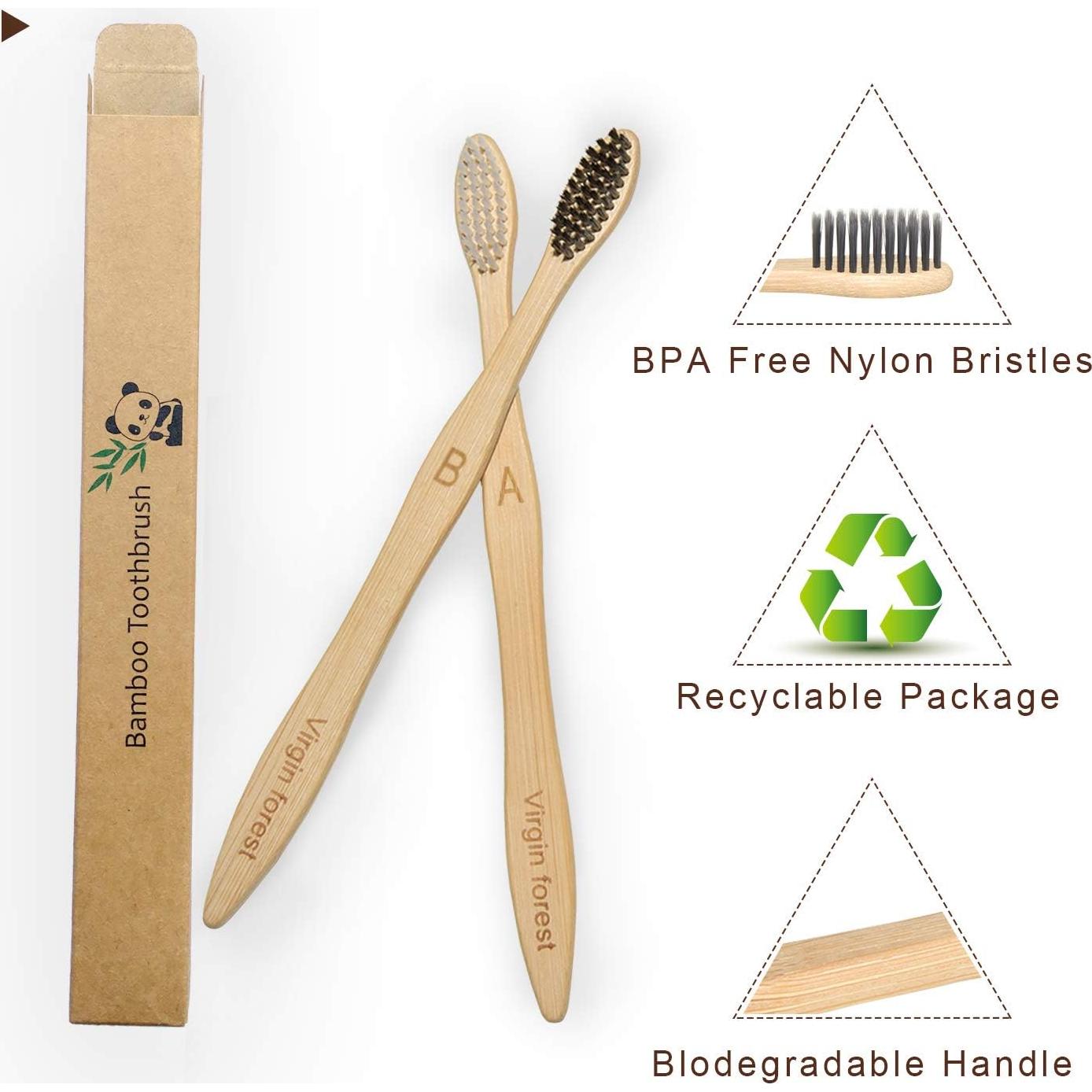 Set de 10 Cepillos de Dientes de Bambú Eco Amigables - Bosque Virgen