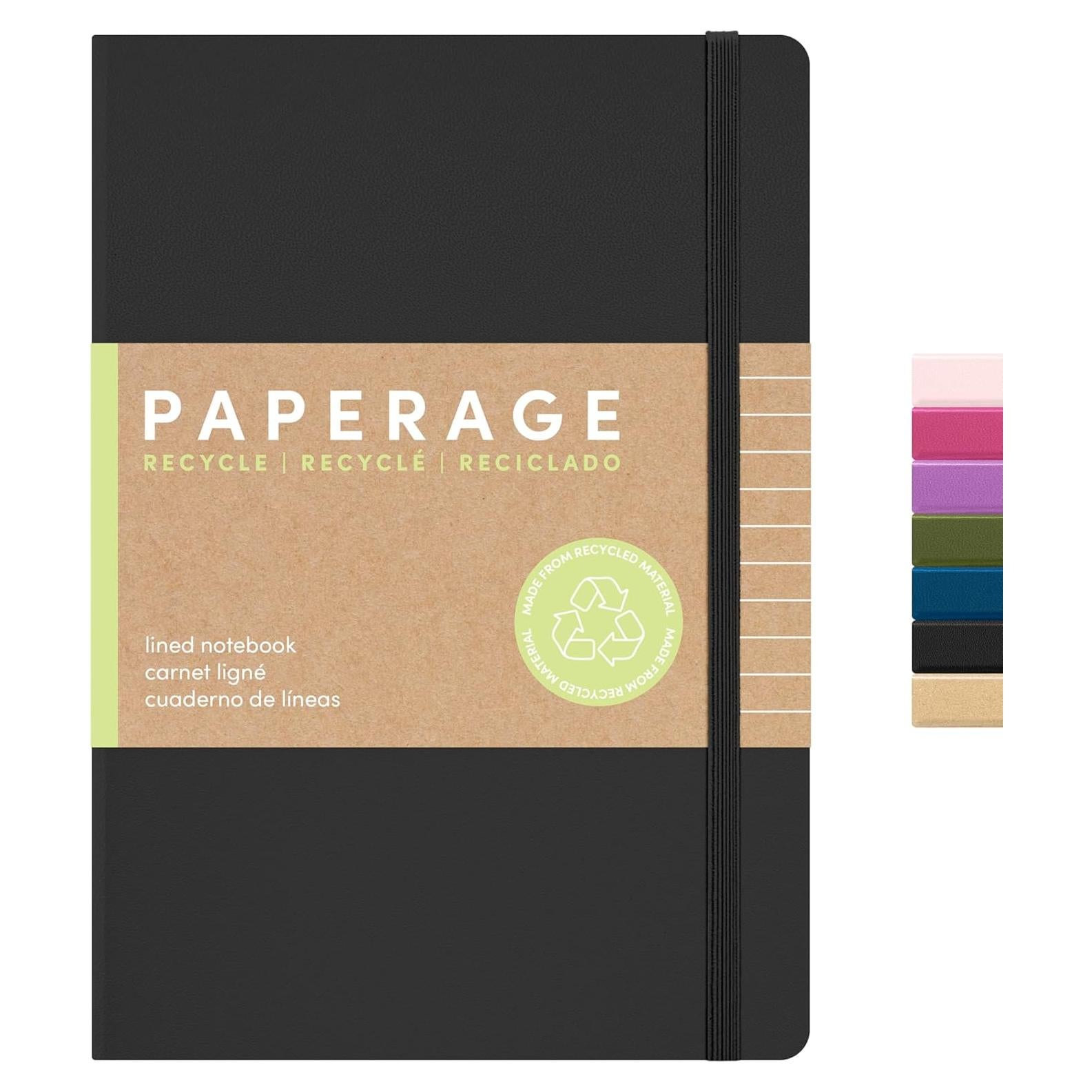 Cuaderno de Notas Reciclado PAPERAGE Negro 160 Páginas 14.2x20.3cm