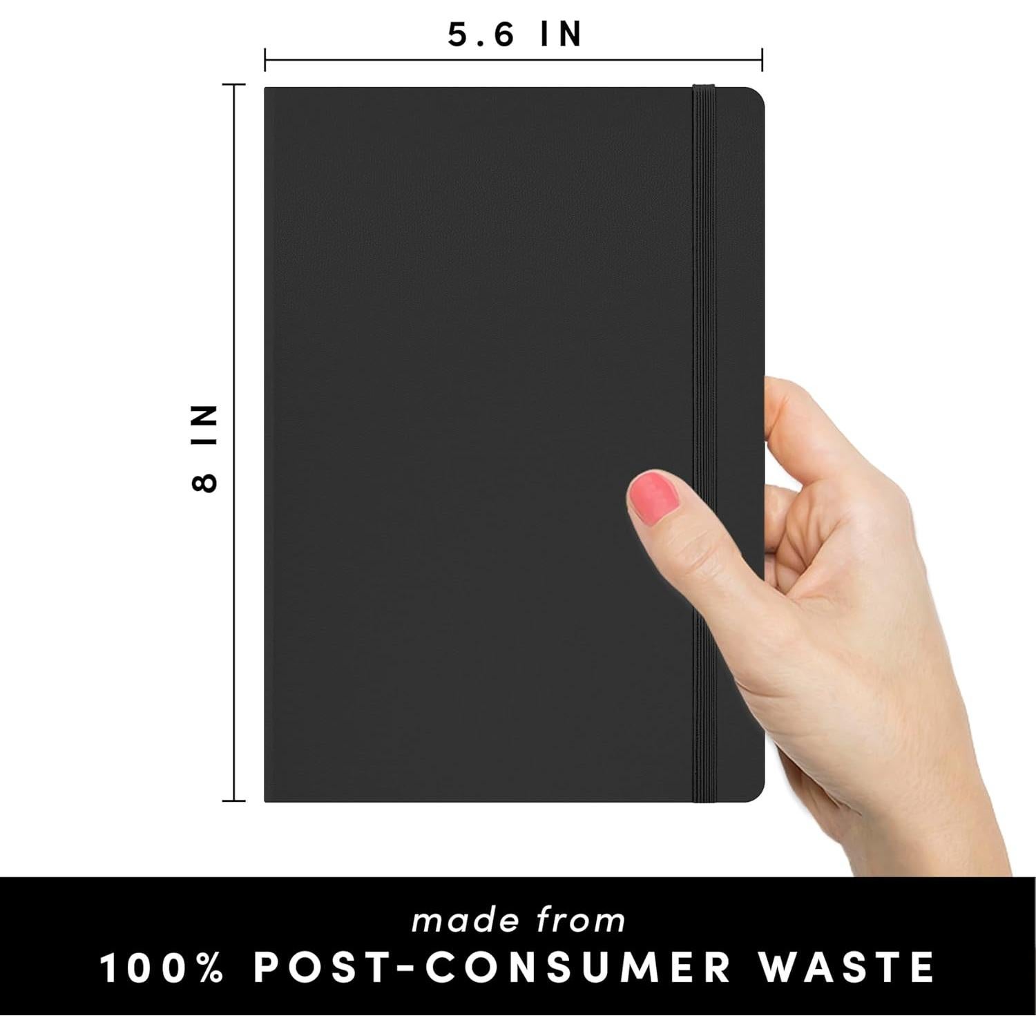 Cuaderno de Notas Reciclado PAPERAGE Negro 160 Páginas 14.2x20.3cm