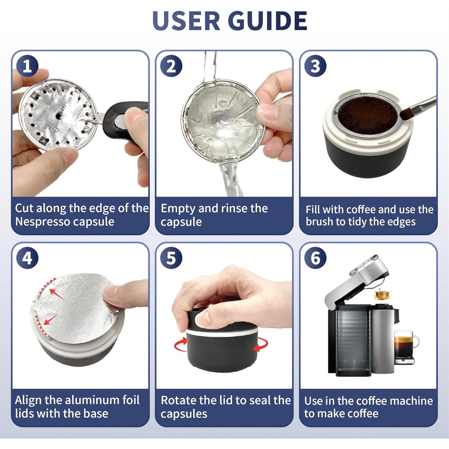 Kit de Cápsulas Reutilizables Sootozy para Nespresso Vertuo