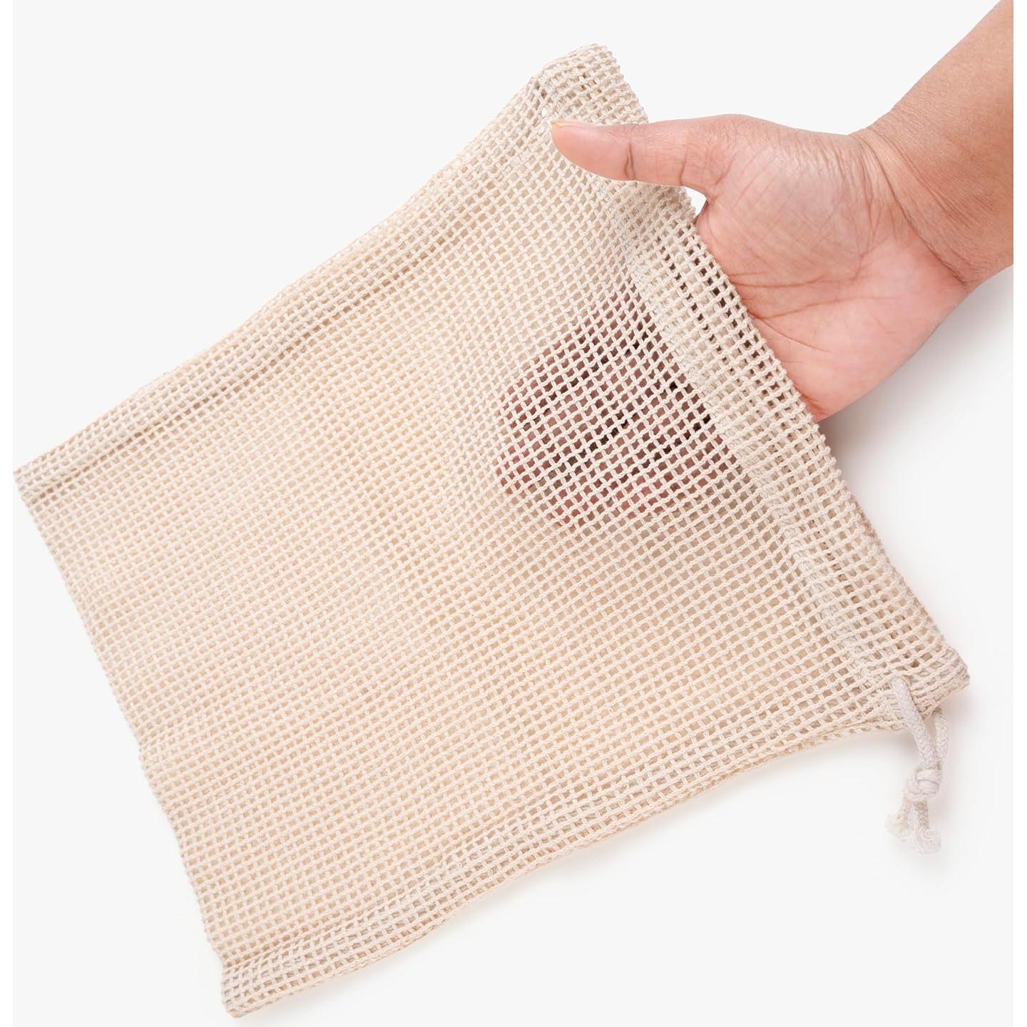 Bolsas de Malla Reutilizables Orgánicas 100% Algodón - 6 Pcs