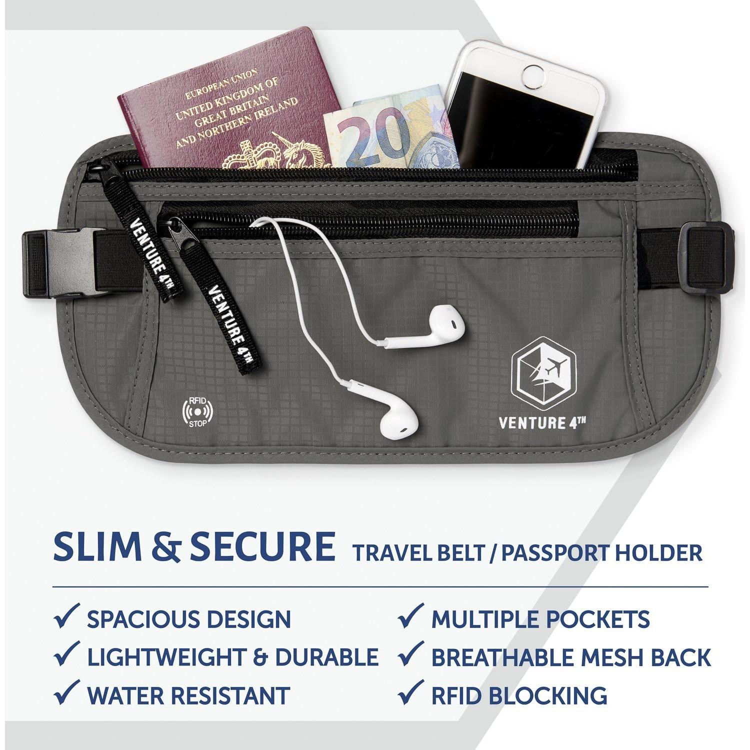 Cinturón de Dinero VENTURE 4TH con Bloqueo RFID - Gris
