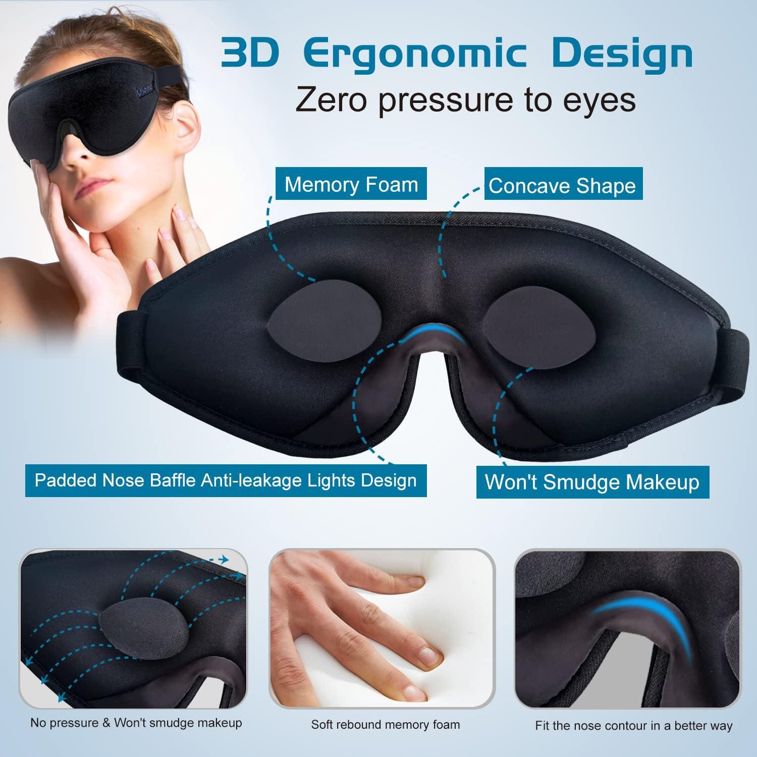 Máscara para dormir 3D Chicmore negra 100% blackout ajustable