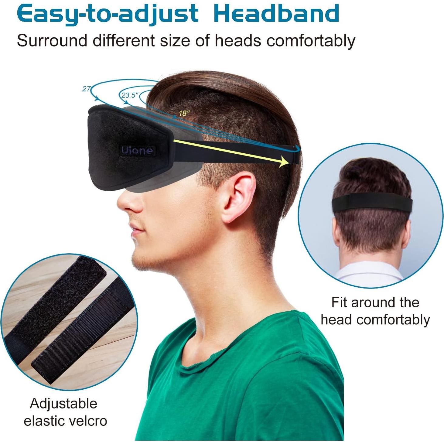 Máscara para dormir 3D Chicmore negra 100% blackout ajustable