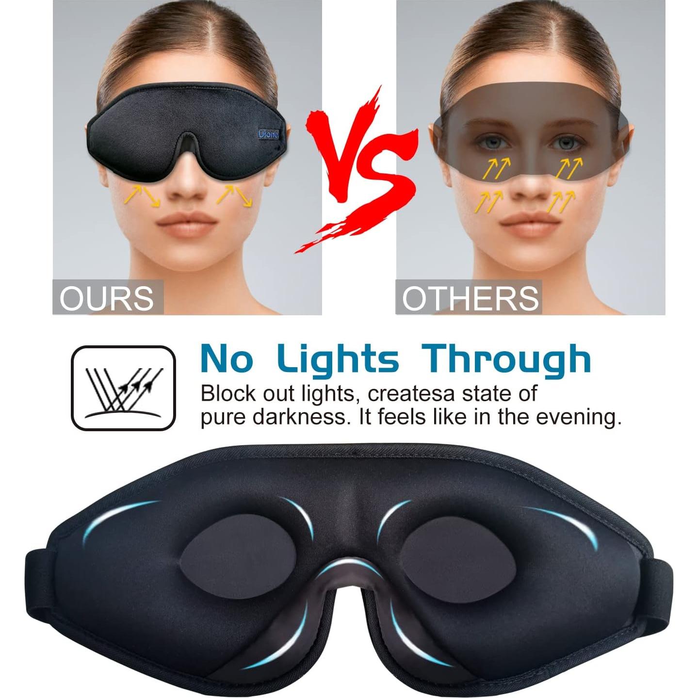 Máscara para dormir 3D Chicmore negra 100% blackout ajustable