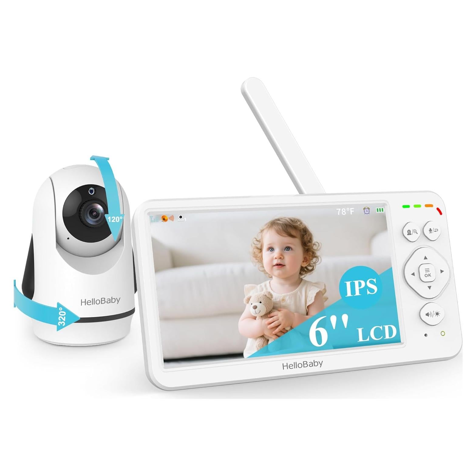 Monitor de Bebé HelloBaby HB6363 con Cámara 6" y Audio